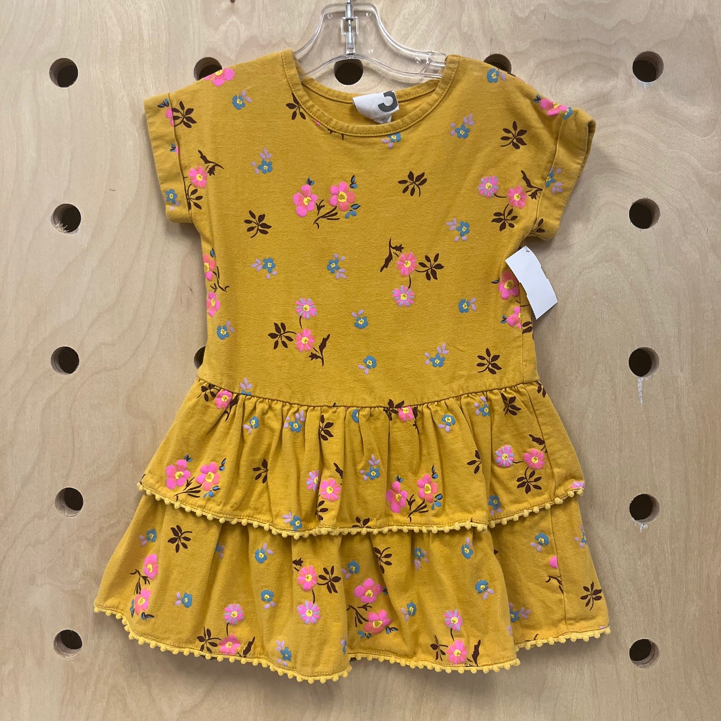 Yellow Floral Ruffle Skirt Dress