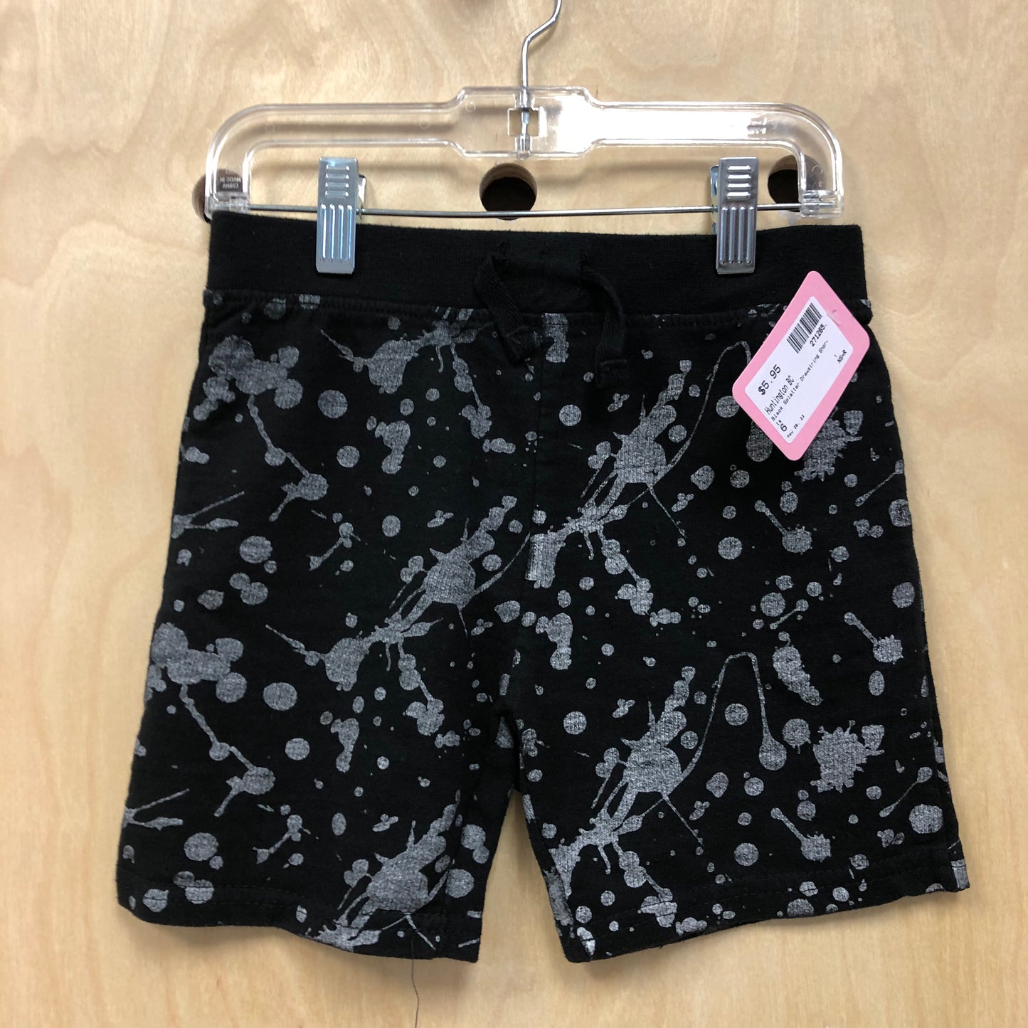 Black Splatter Drawstring Shorts