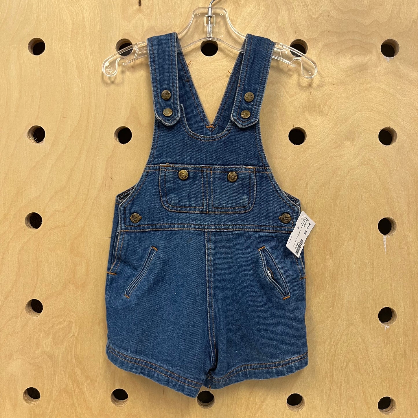 Blue Pocket Front Denim Overall Shorts