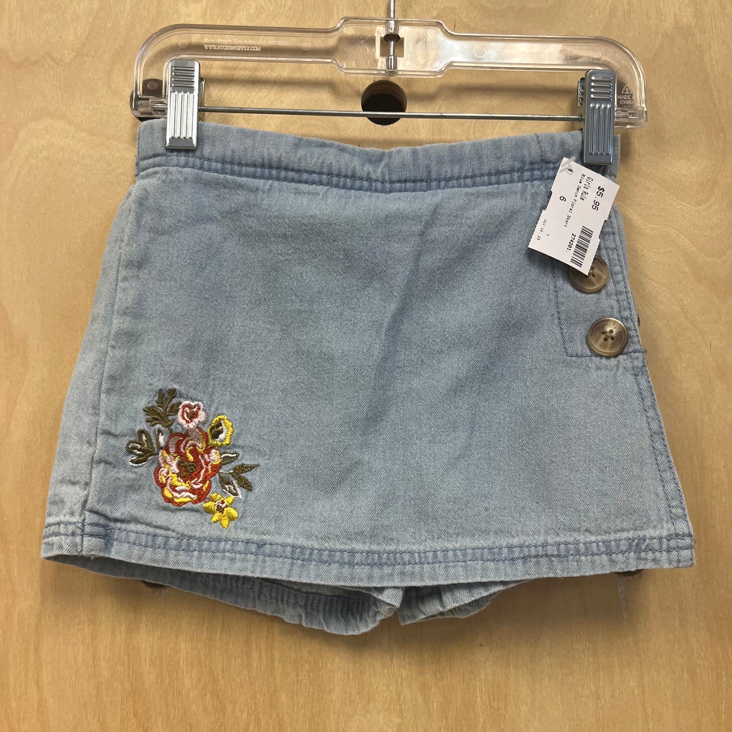 Blue Denim Floral Skort