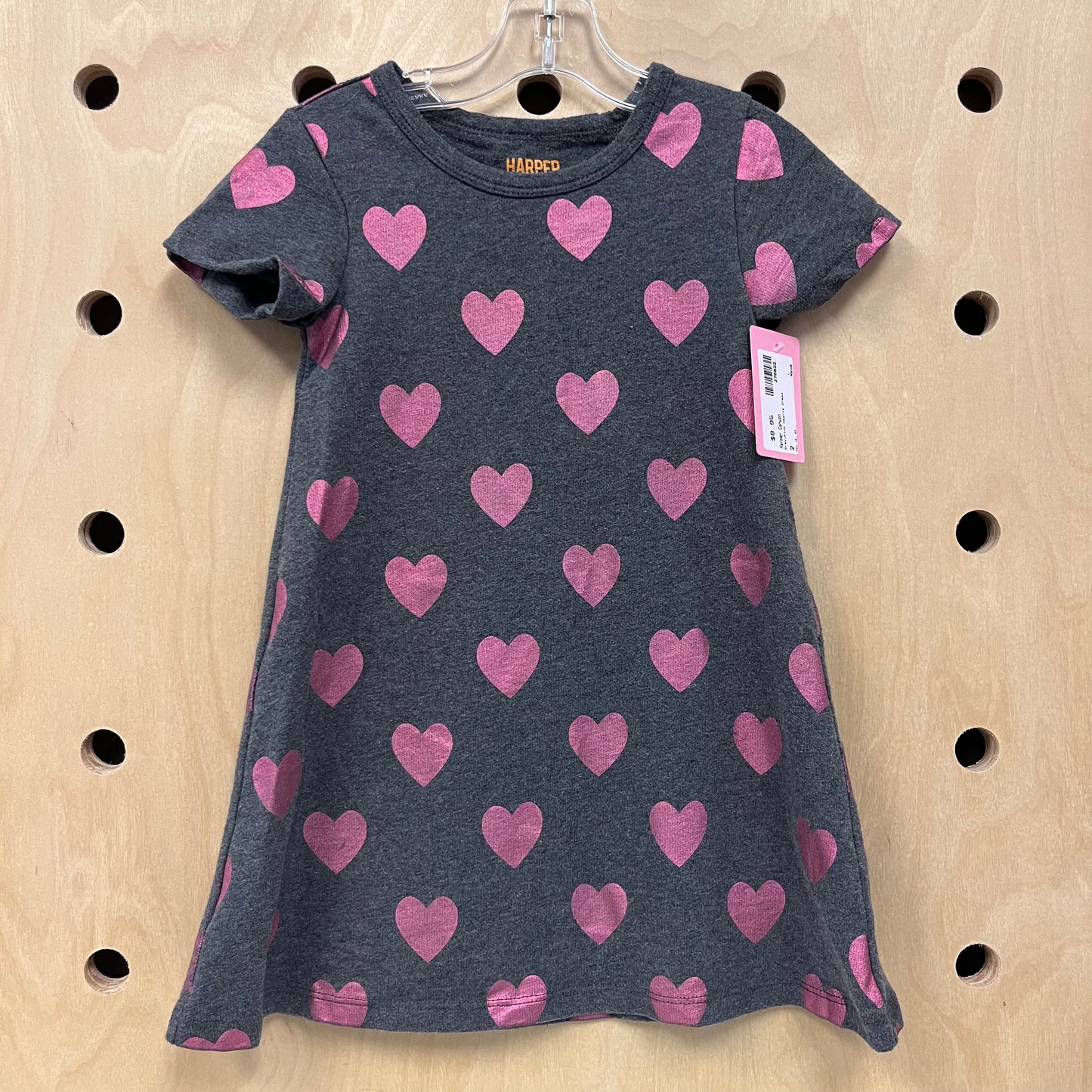 Grey+Pink Hearts Dress