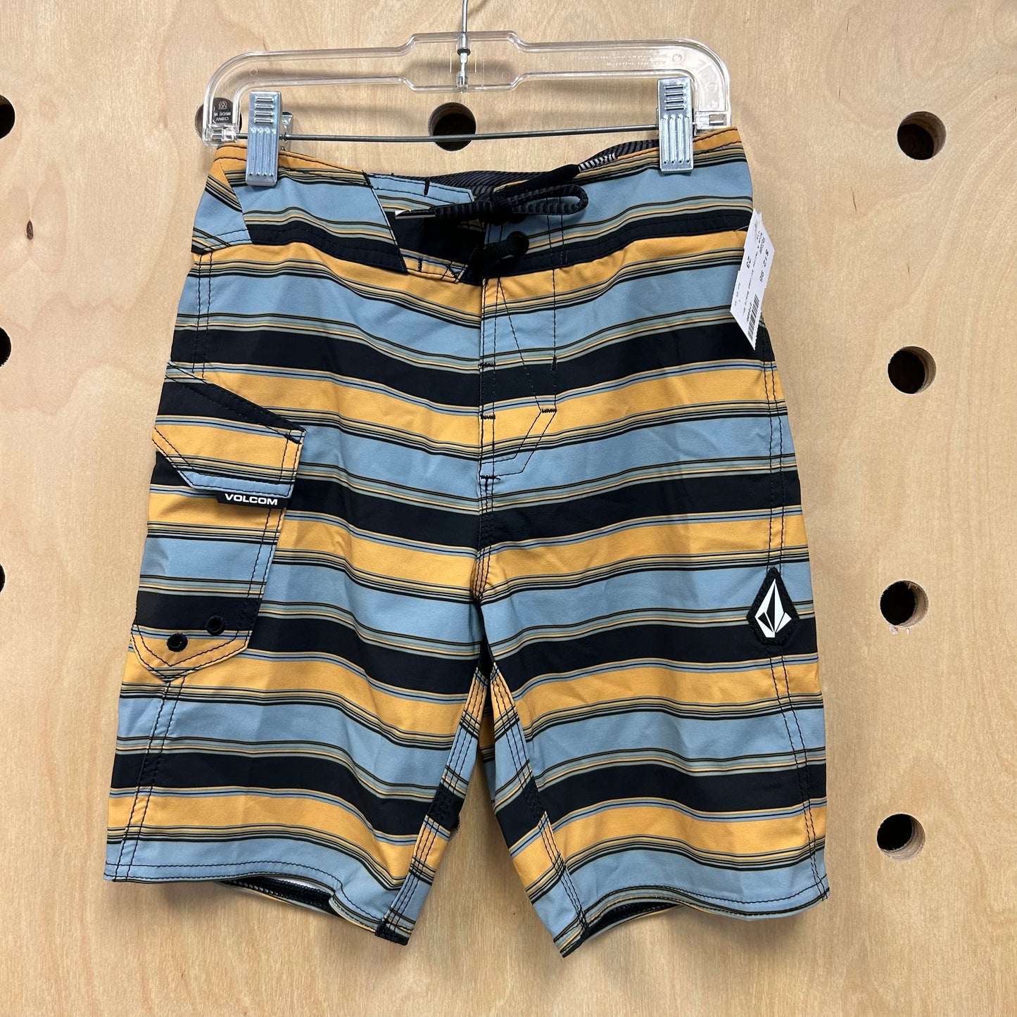 Blue & Yellow Striped Board Shorts