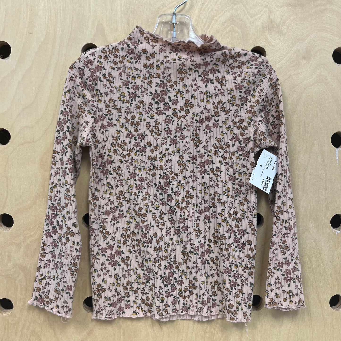 Pink Floral LS Mock Neck