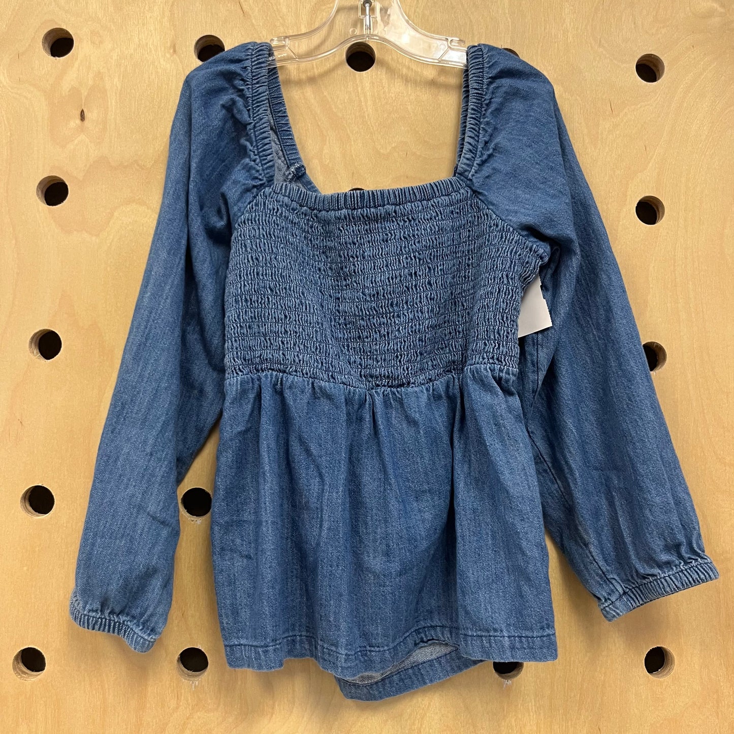Denim Long Sleeve Open Back Top