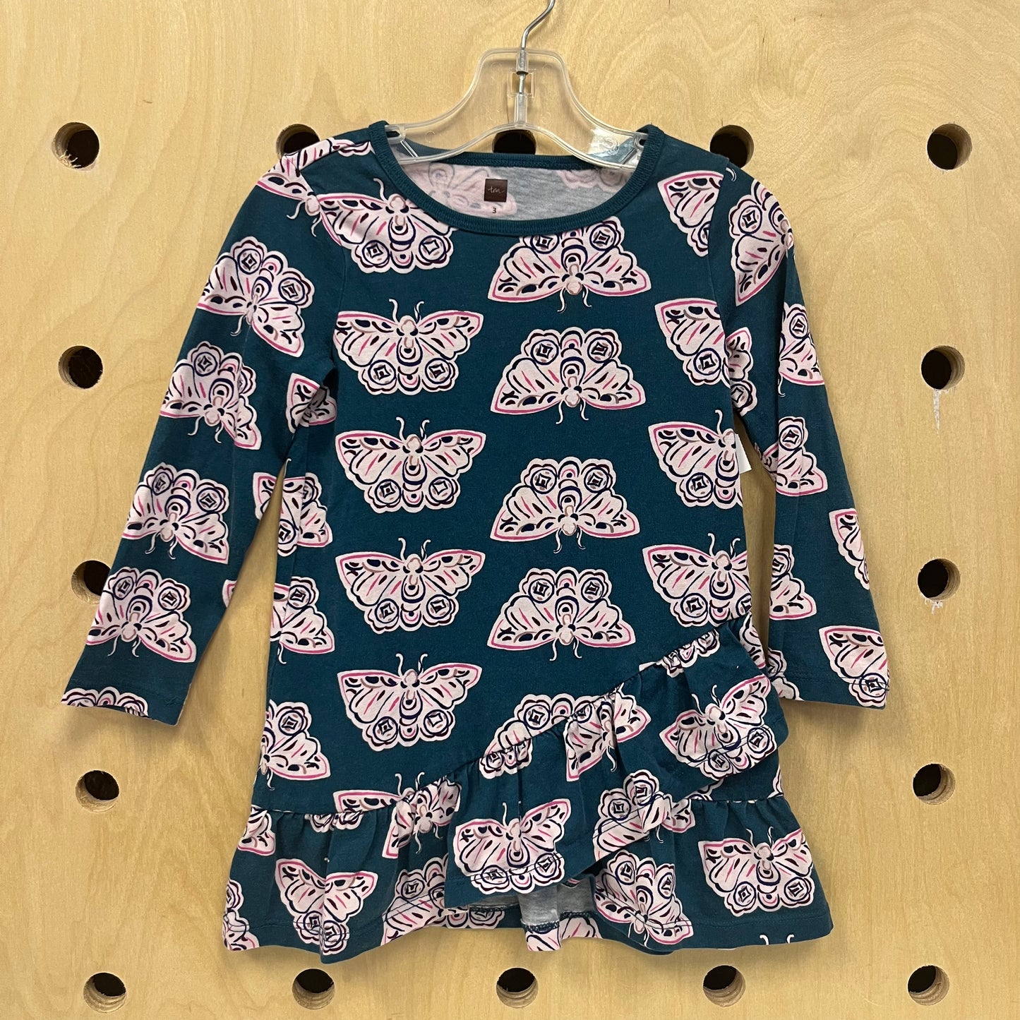 Teal Butterfly LS Dress