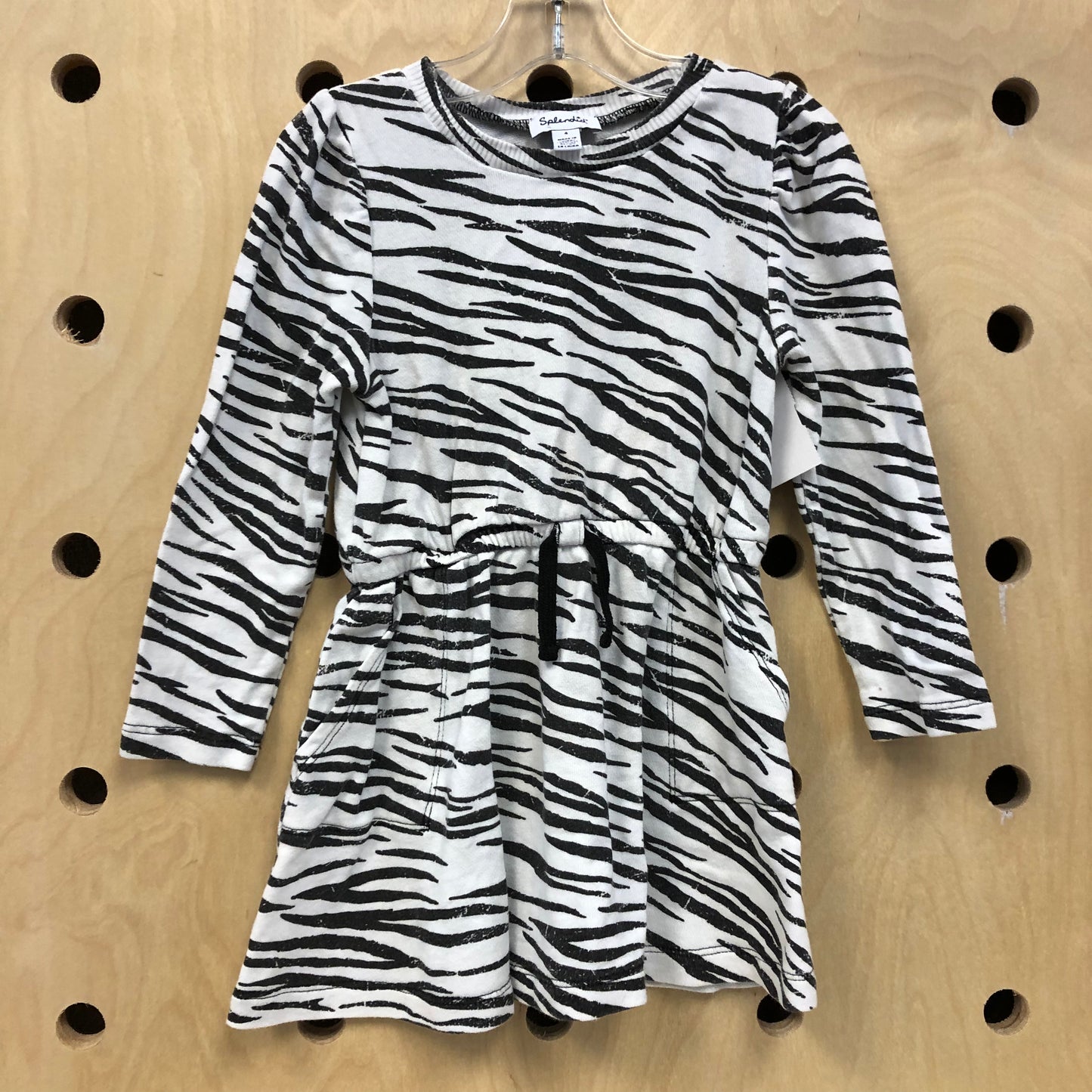 Zebra Long Sleeve Cinch Waist Dress