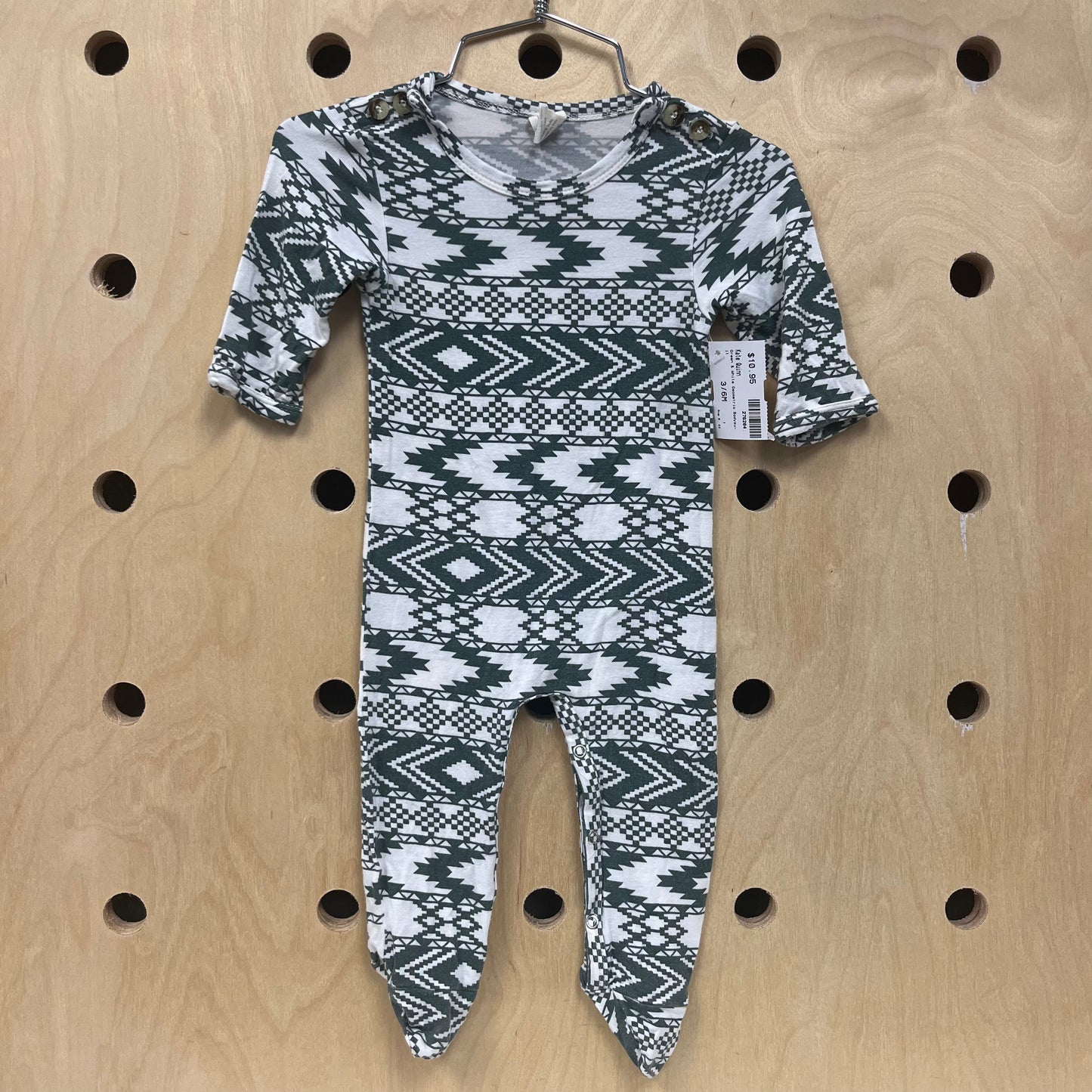 Green & White Geometric Bodysuit