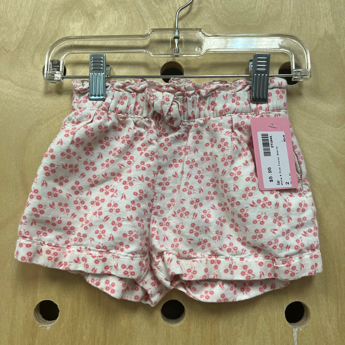 White & Pink Floral Shorts