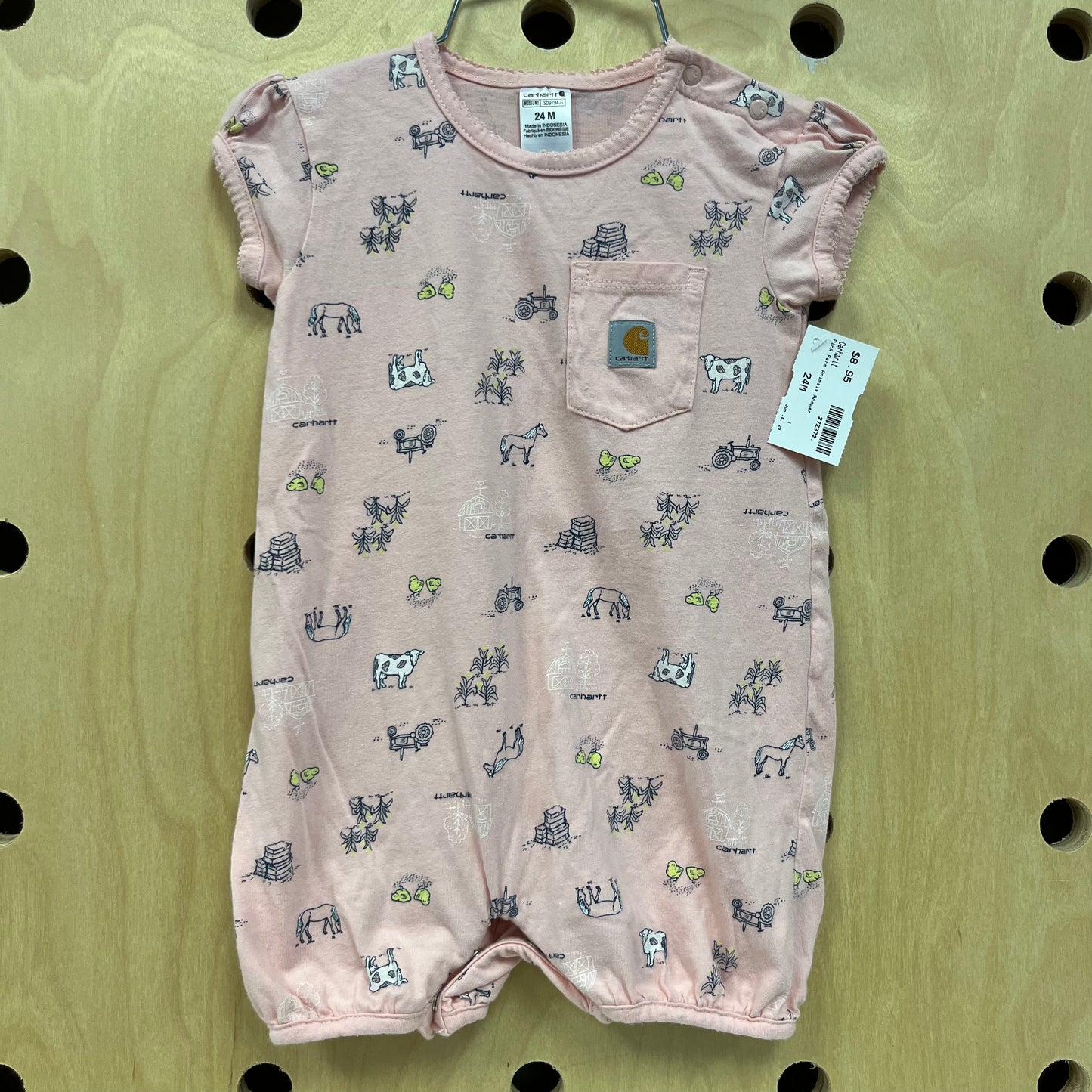Pink Farm Animals Romper