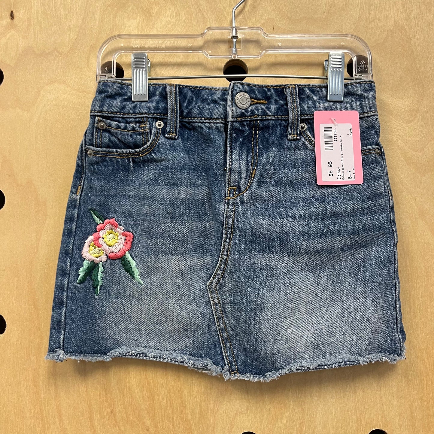 Embroidered Floral Denim Skirt