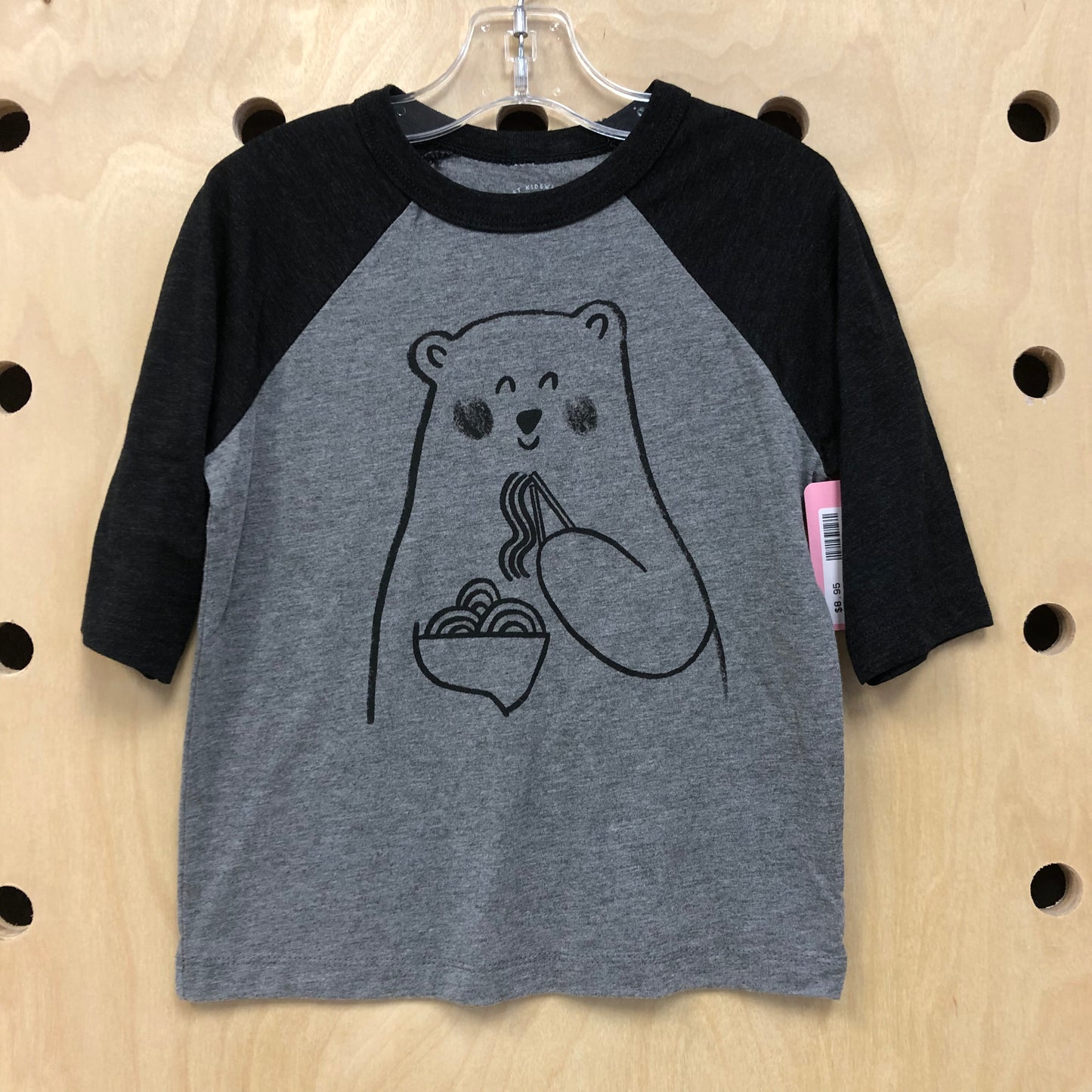 Black & Grey Ramen Bear Raglan