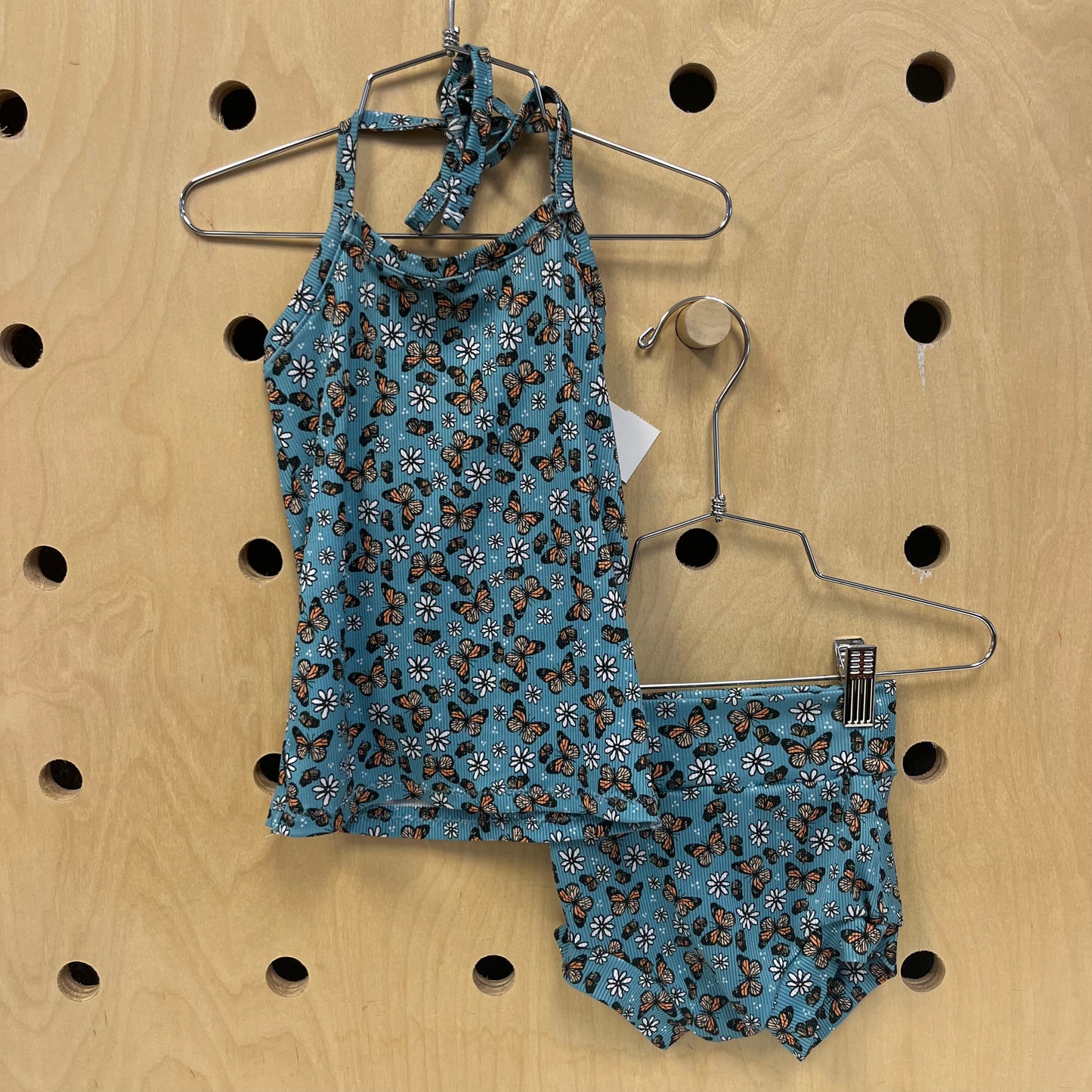 Blue Top & Shortie Set w/ Butterflies