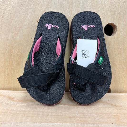 Black & Pink Ankle Strap Flip Flops