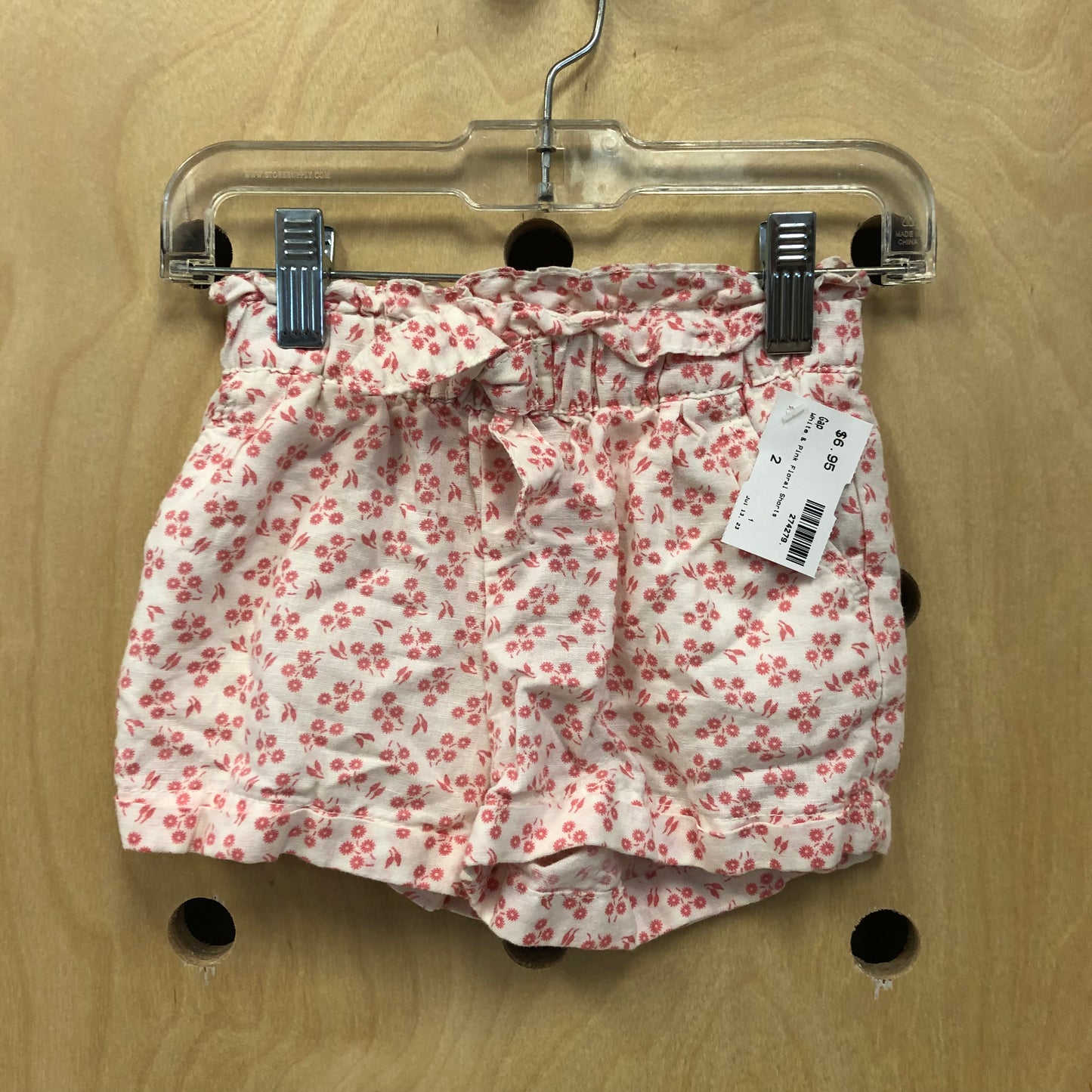 White & Pink Floral Shorts