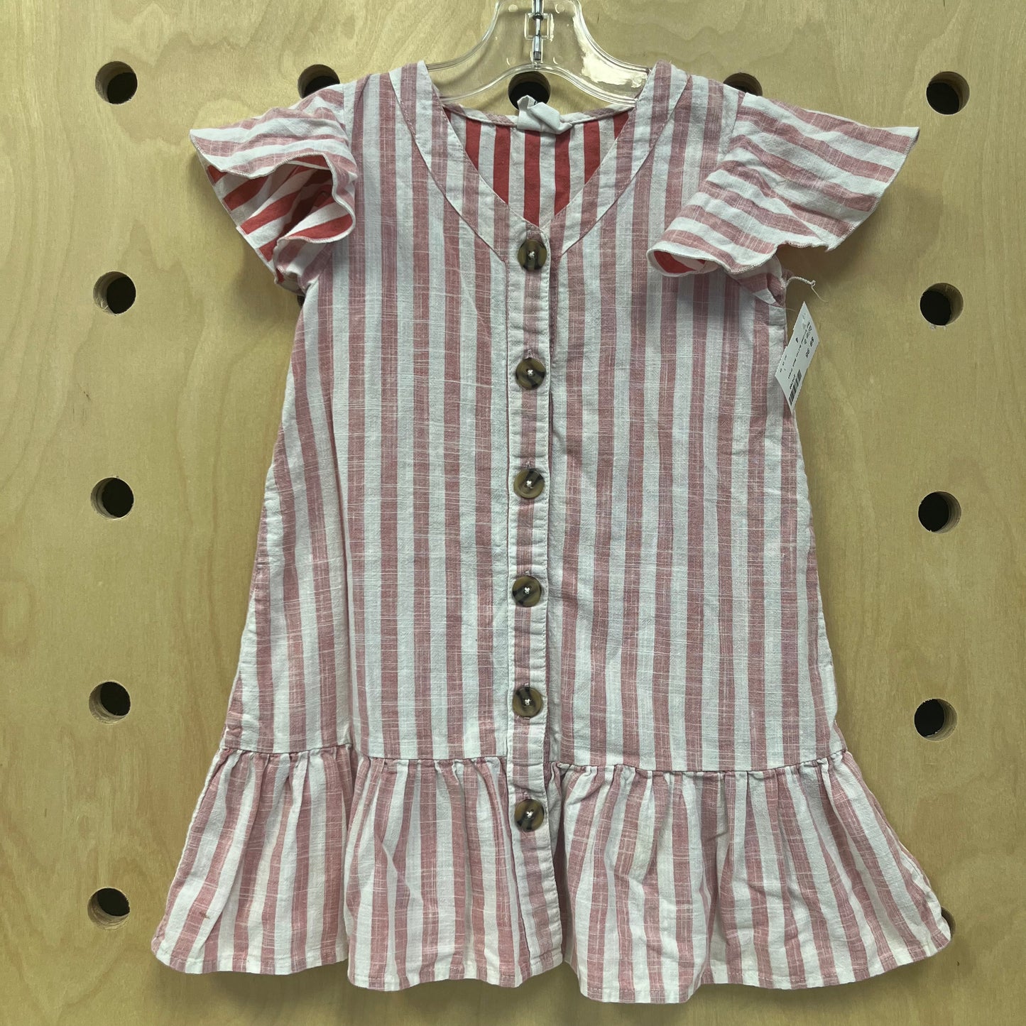 Red Striped Button Back Dress