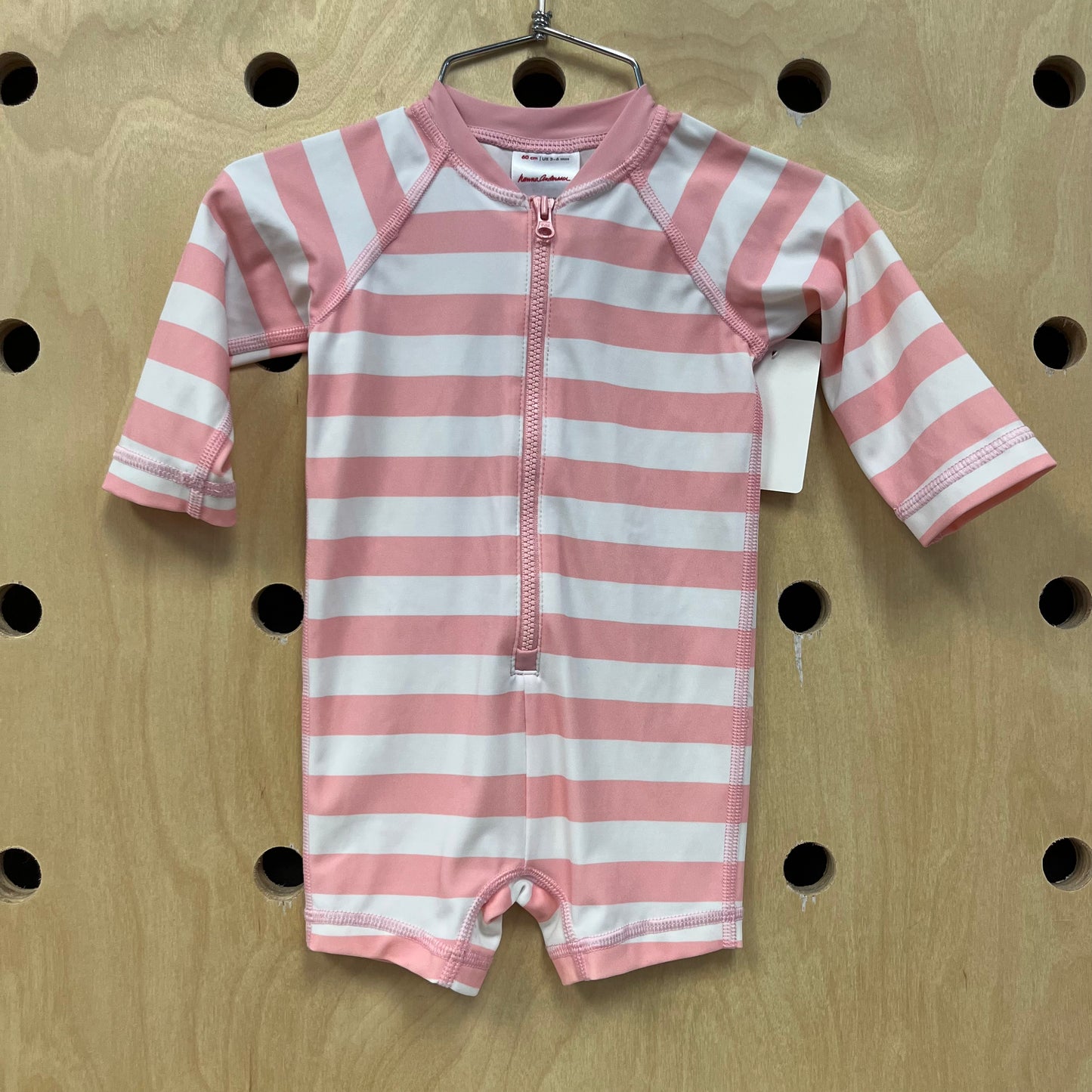 Pink Striped Rash Guard Swimsuit