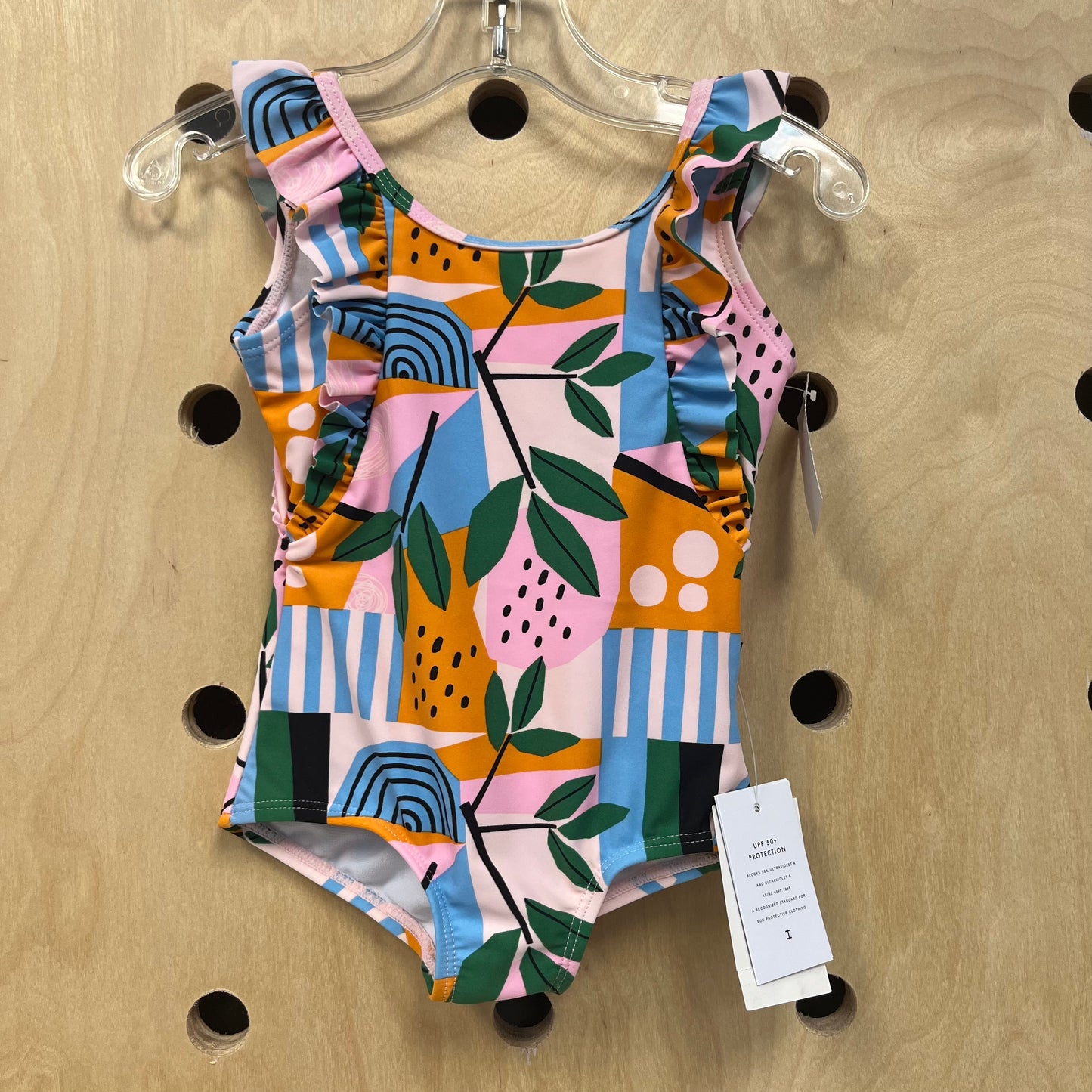 Multi-Color Ruffle Shoulder Swimsuit