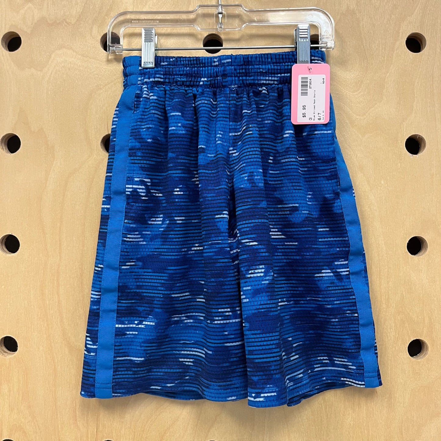 Blue Striped Mesh Shorts