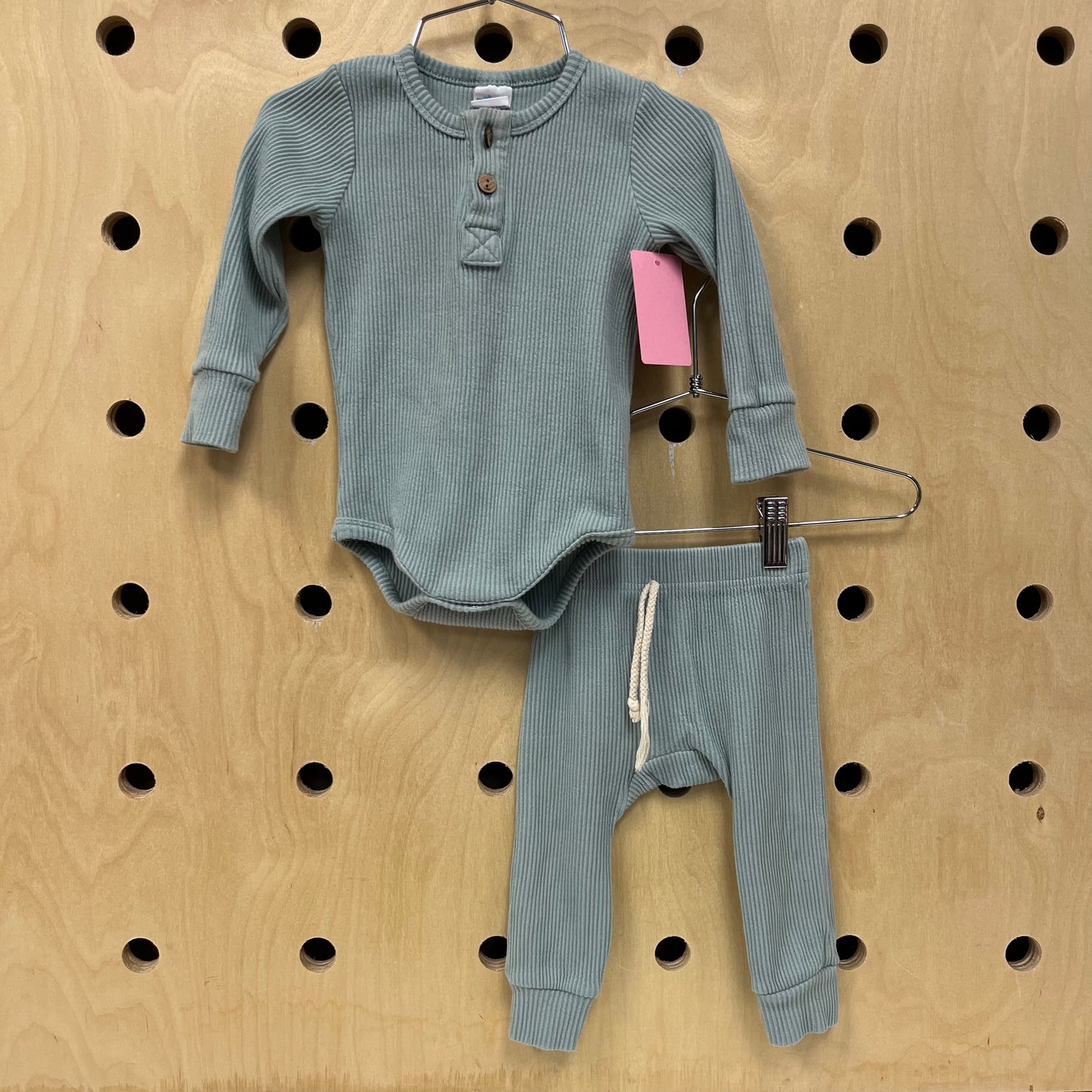 Dusty Blue Ribbed Set