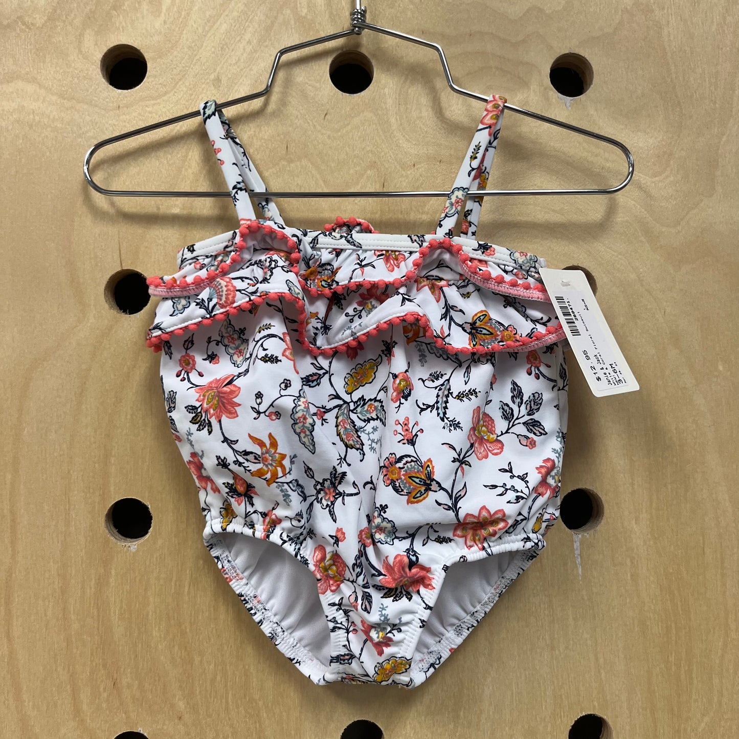 White & Coral Floral Swimsuit NEW!