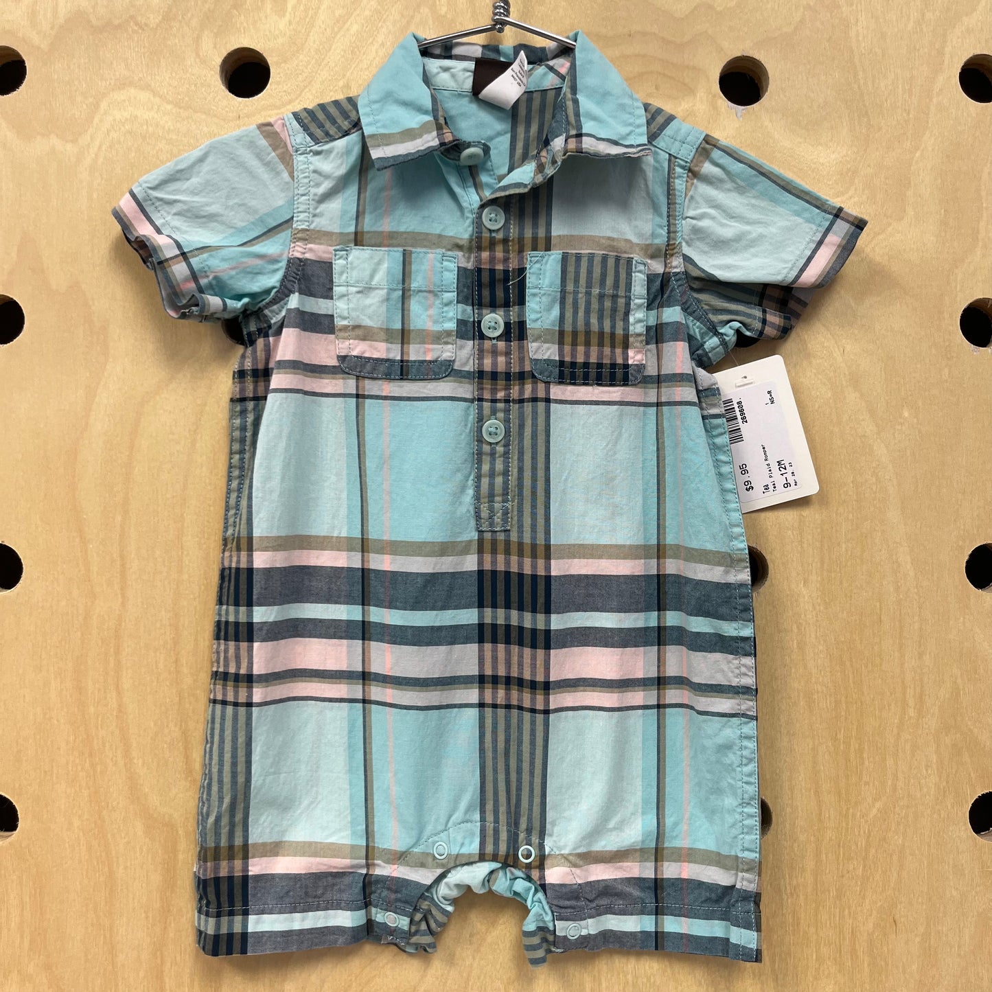 Teal Plaid Romper