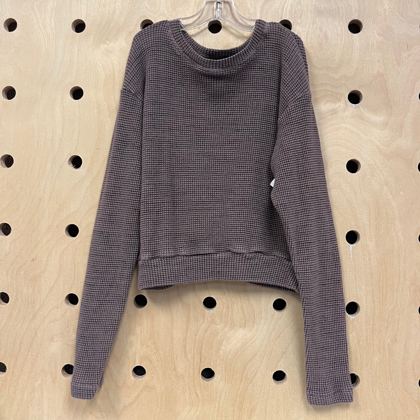 Brown Waffle Knit Long Sleeve