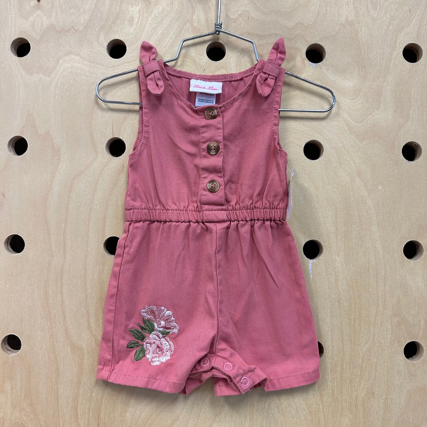 Pink Floral Button Romper