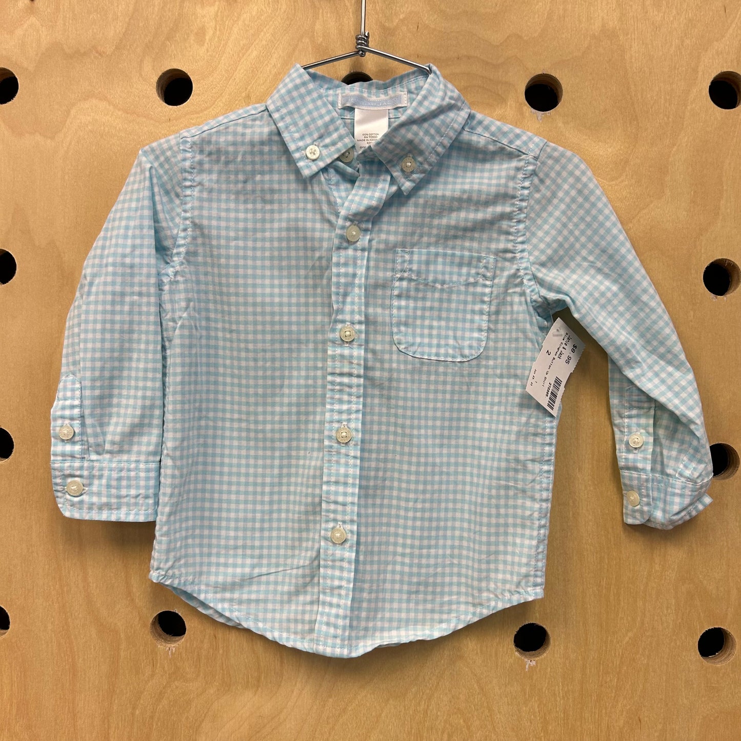 Blue Gingham Button Up Shirt
