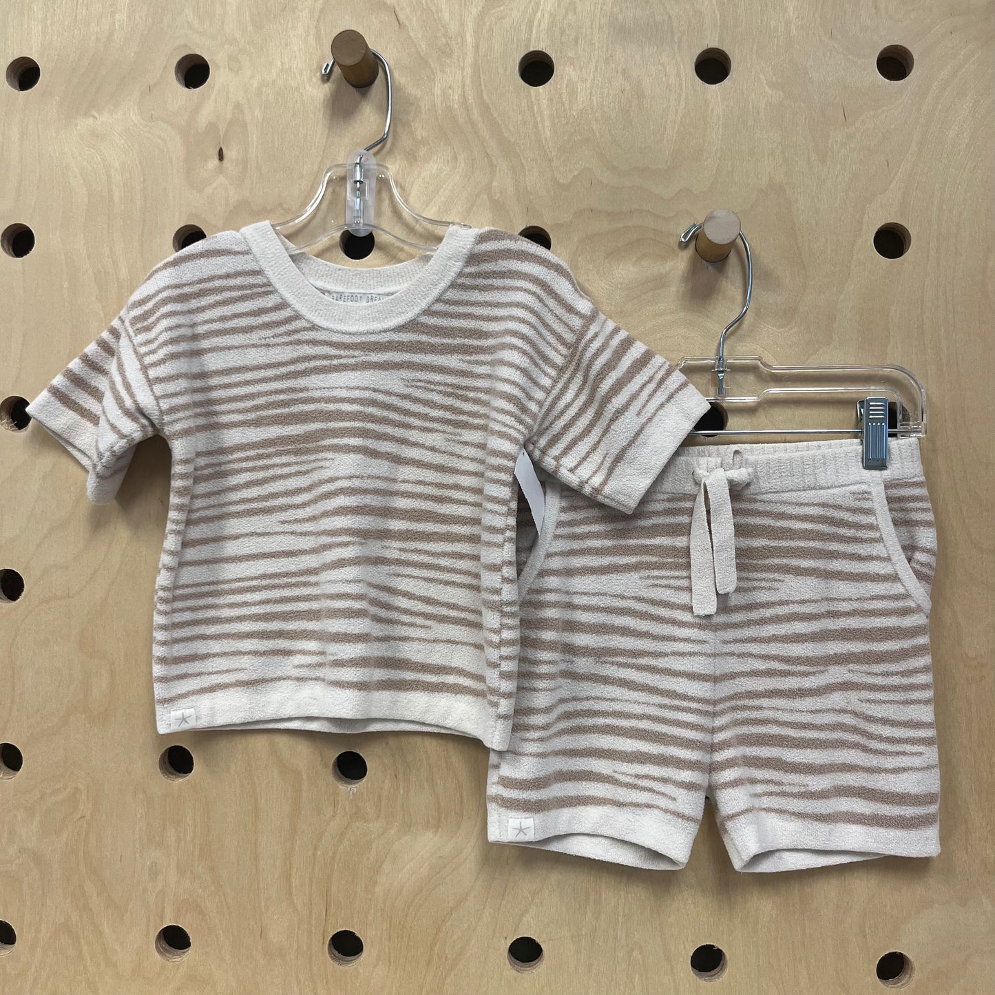 Cream & Tan Striped Soft Outfit
