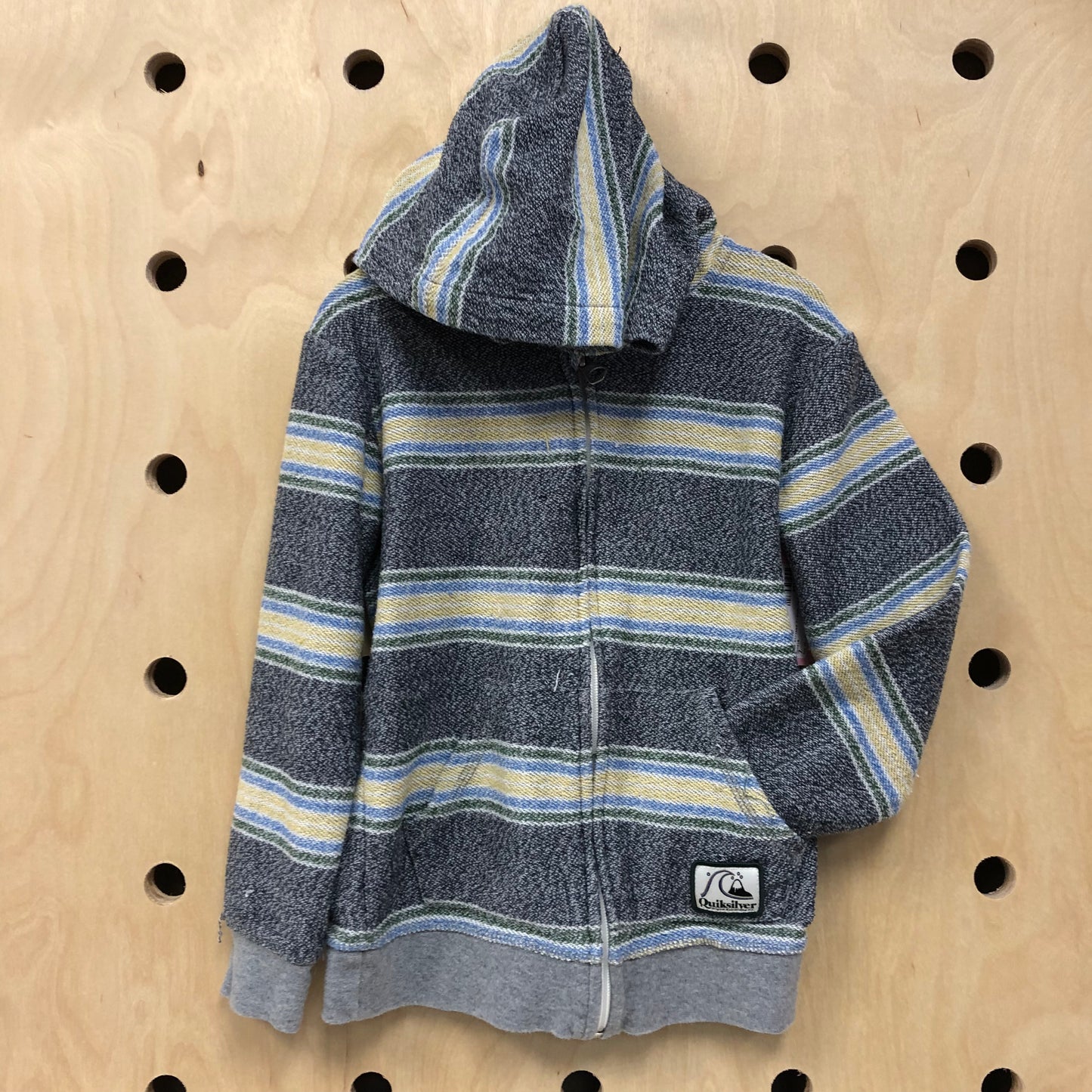Blue Striped French Terry Zip Hoodie