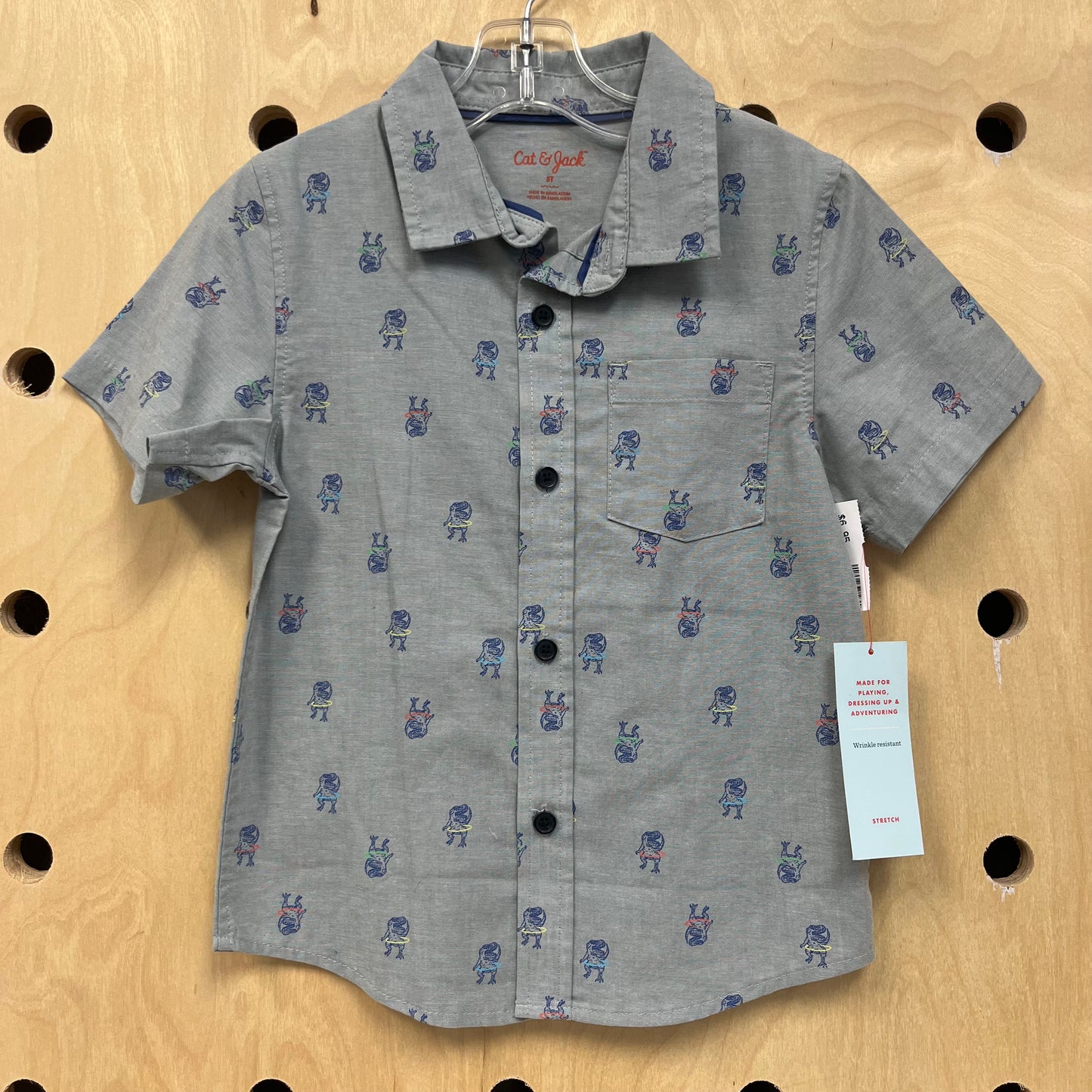 Grey Dino Button Up Shirt NEW!
