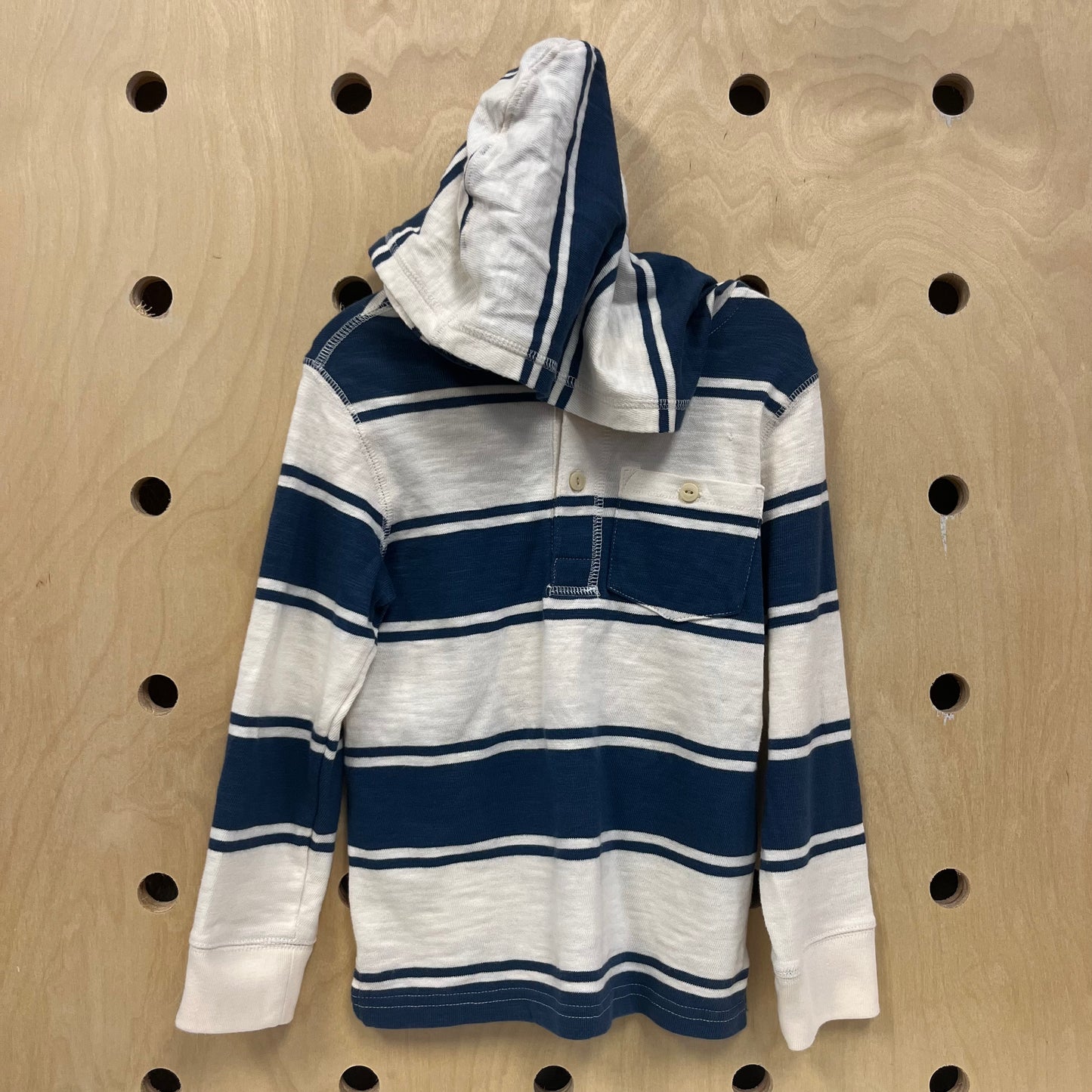 Blue & Cream Striped Hoodie