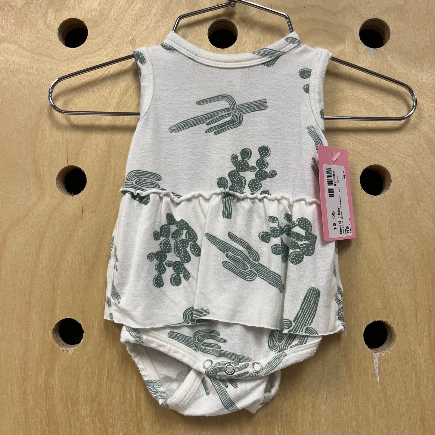 White & Green Bamboo Cacti Romper