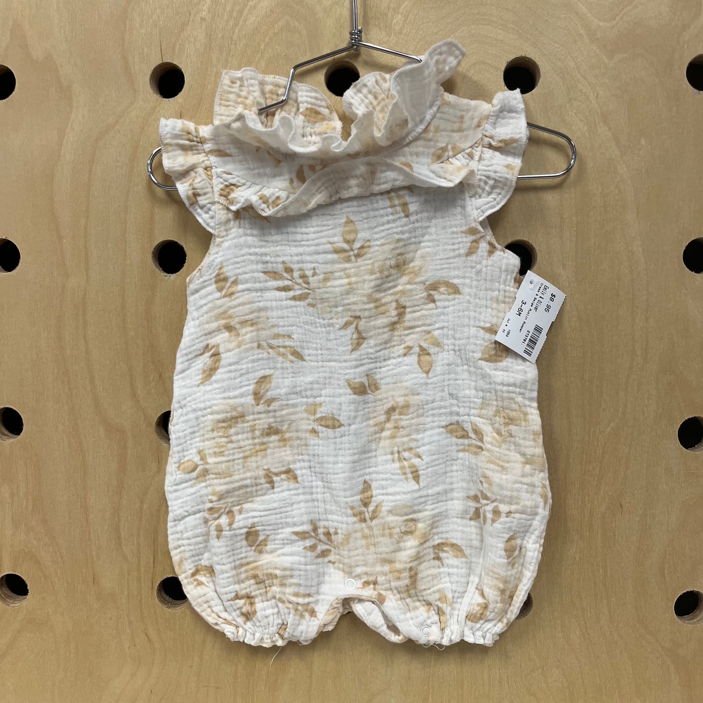Cream & Beige Muslin Romper