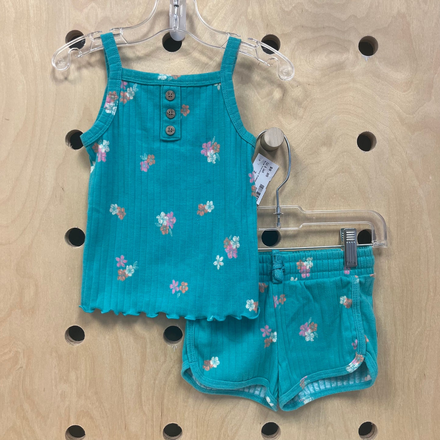 Blue Hibiscus Ribbed Outfit