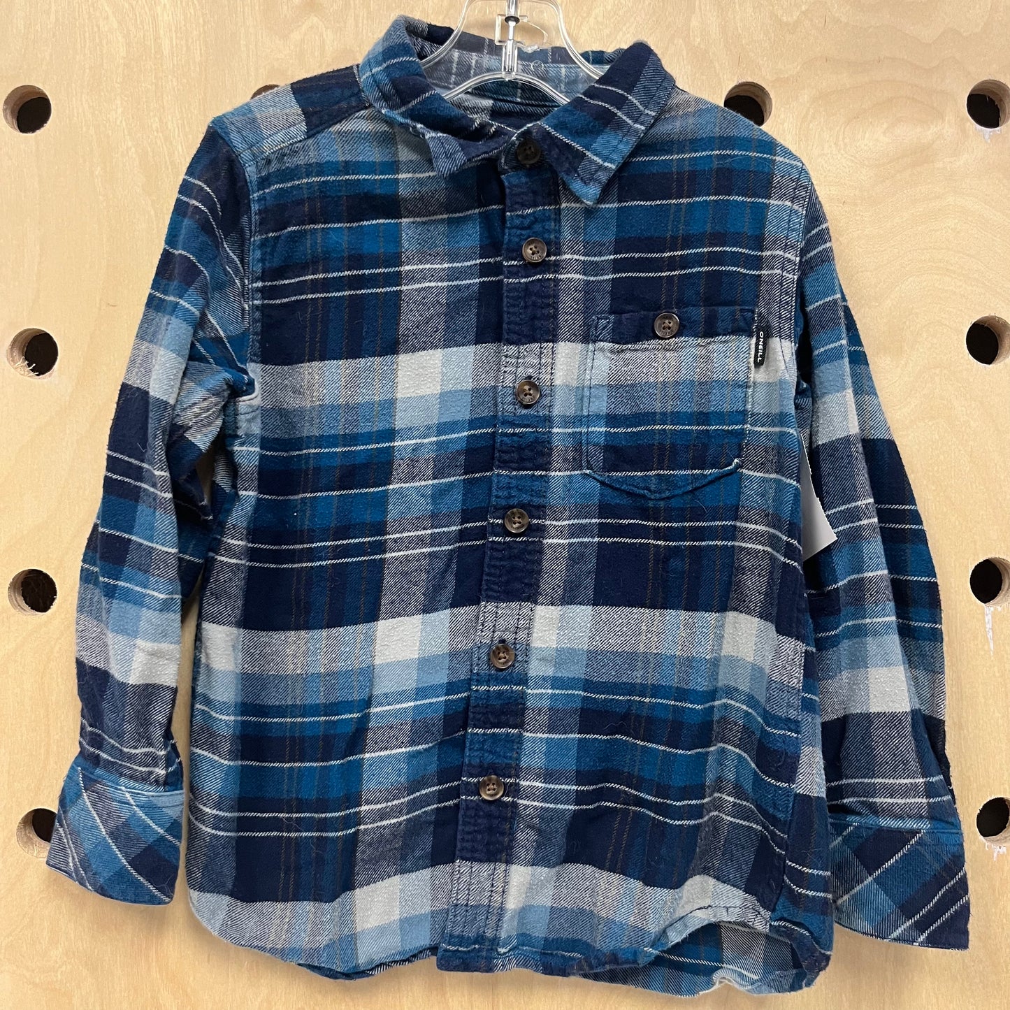 Blue & White Long Sleeve Flannel