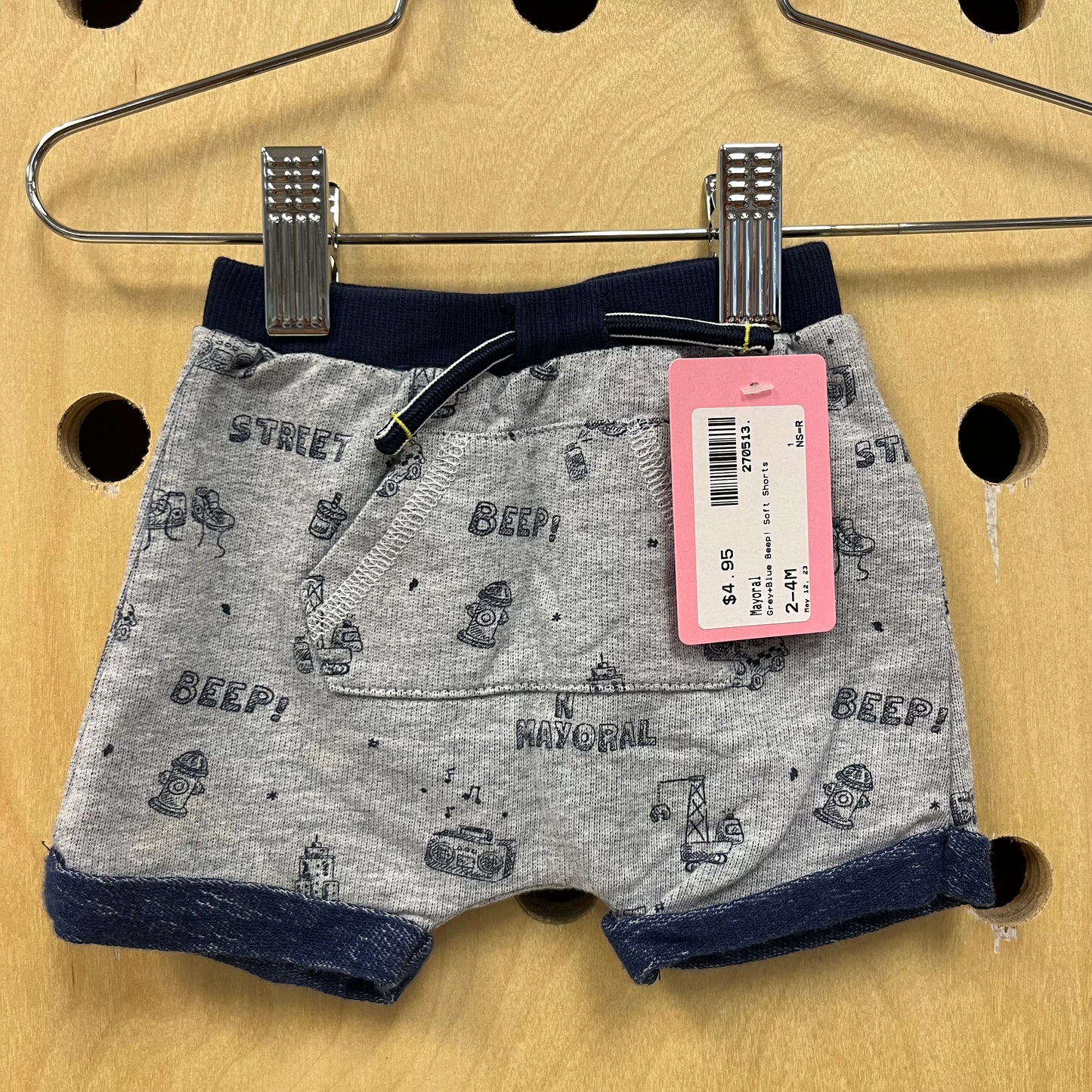 Grey+Blue Beep! Soft Shorts