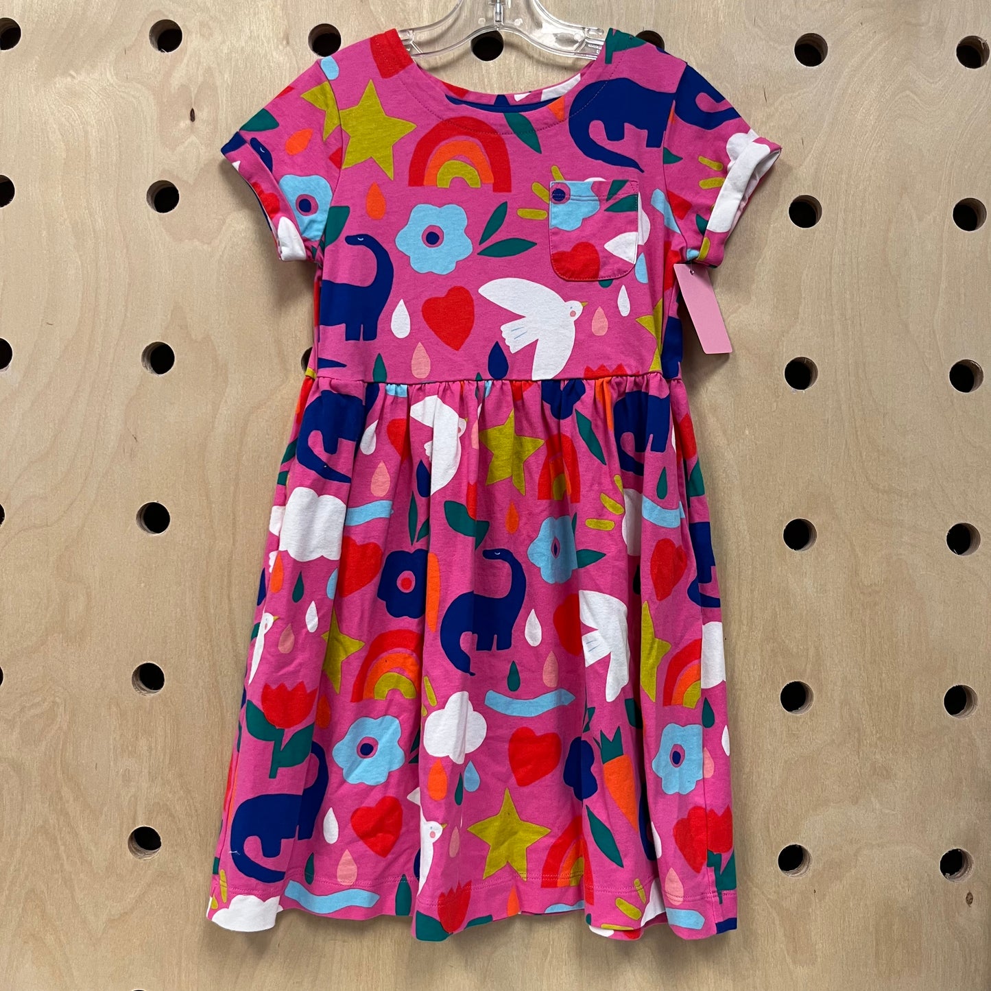 Pink Rainbow Dino Dress