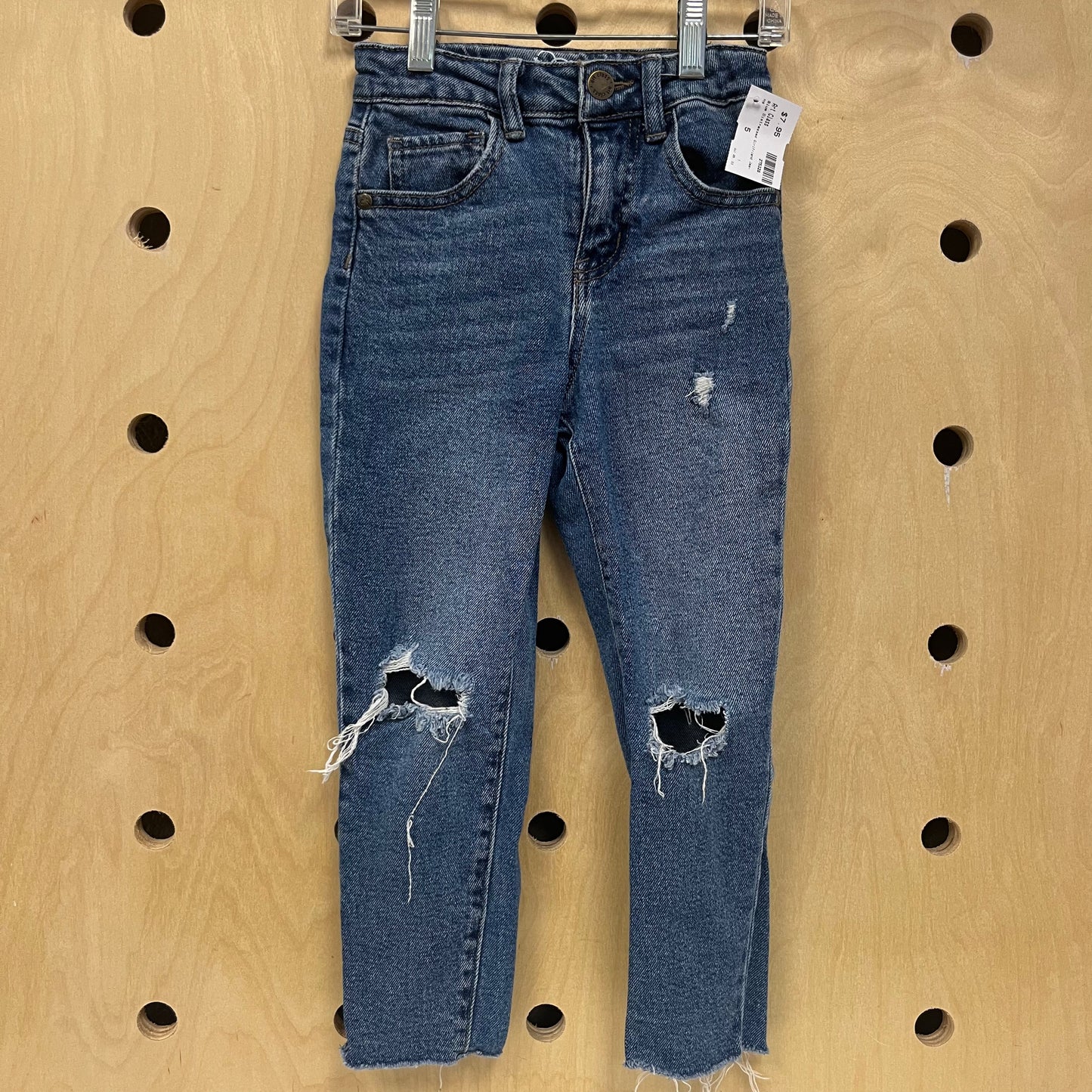 Blue Distressed Girlfriend Jeans