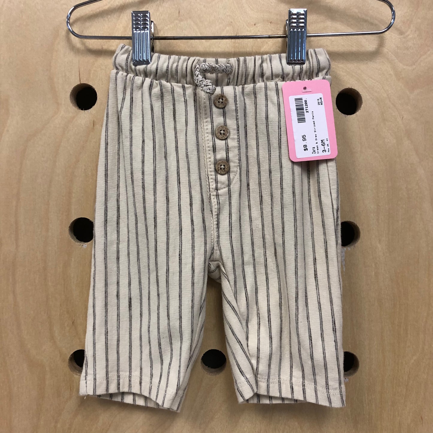 Cream & Grey Striped Pants