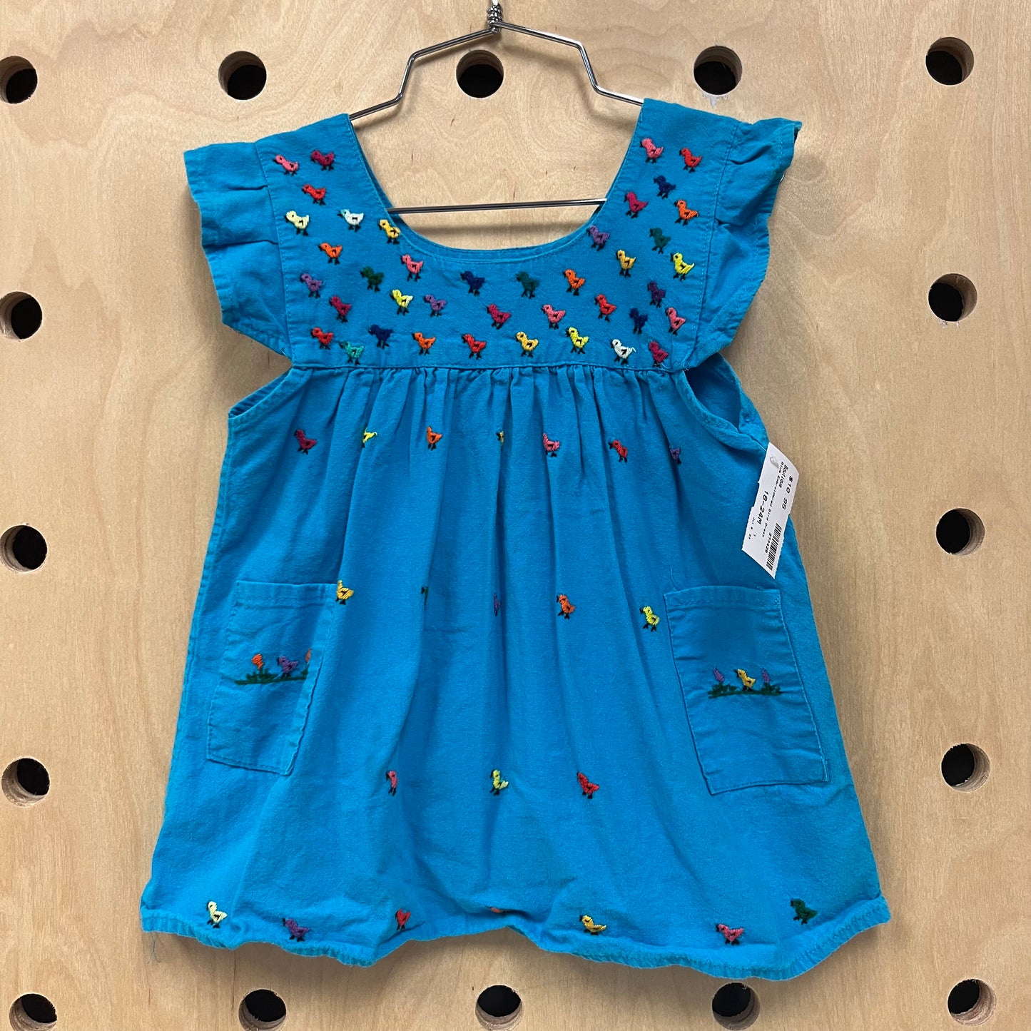Blue Embroidered Bird Dress