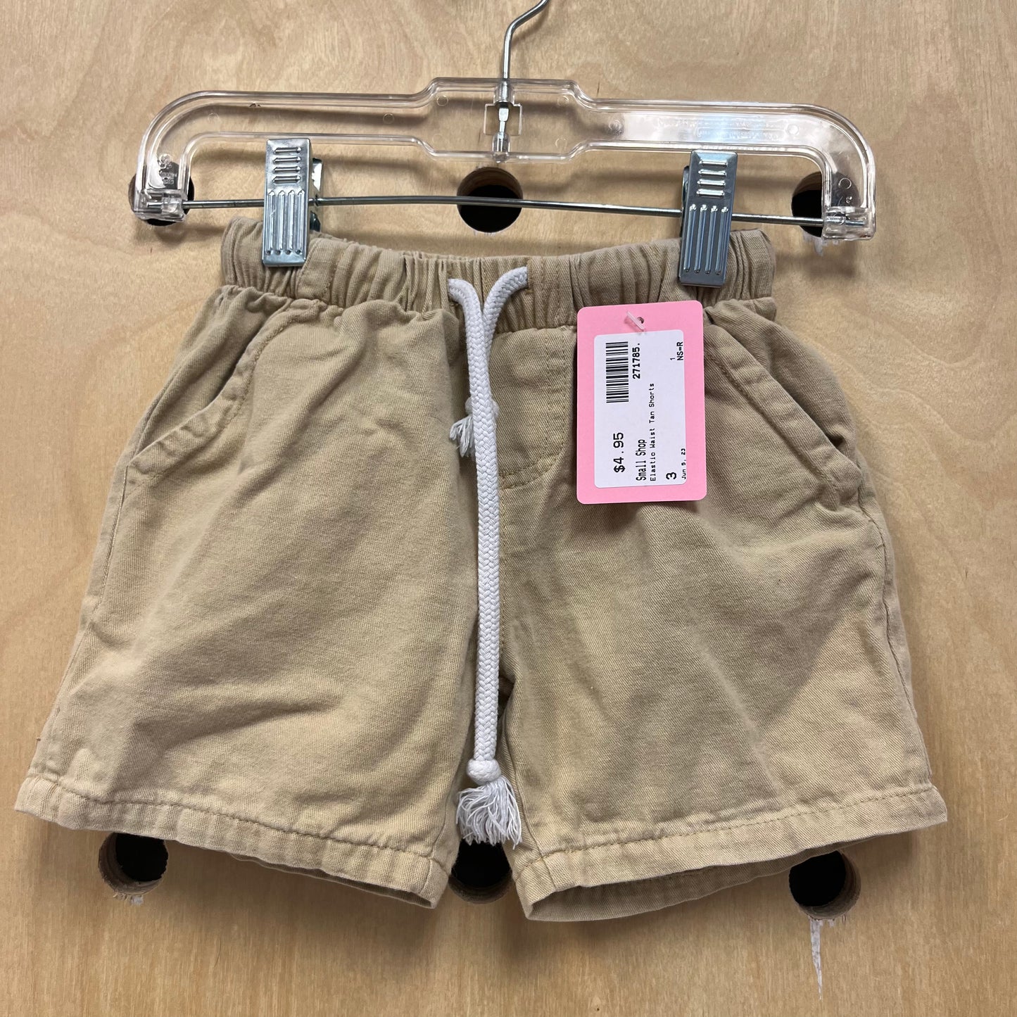 Elastic Waist Tan Shorts