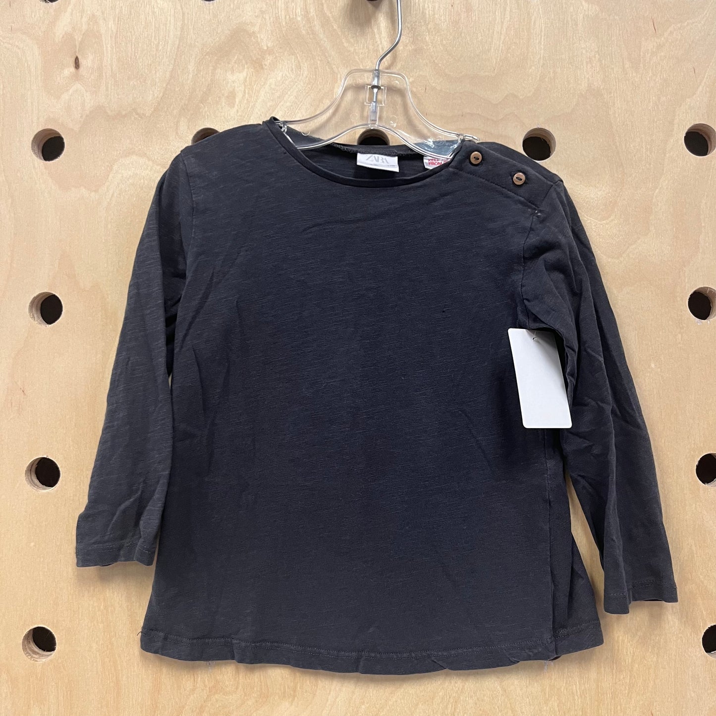 Grey Wood Button Long Sleeve