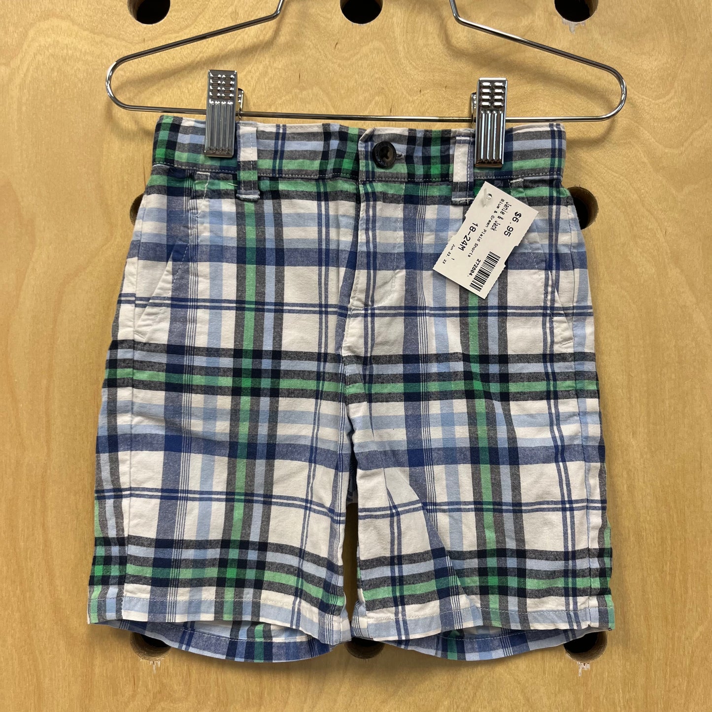 Blue & Green Plaid Shorts