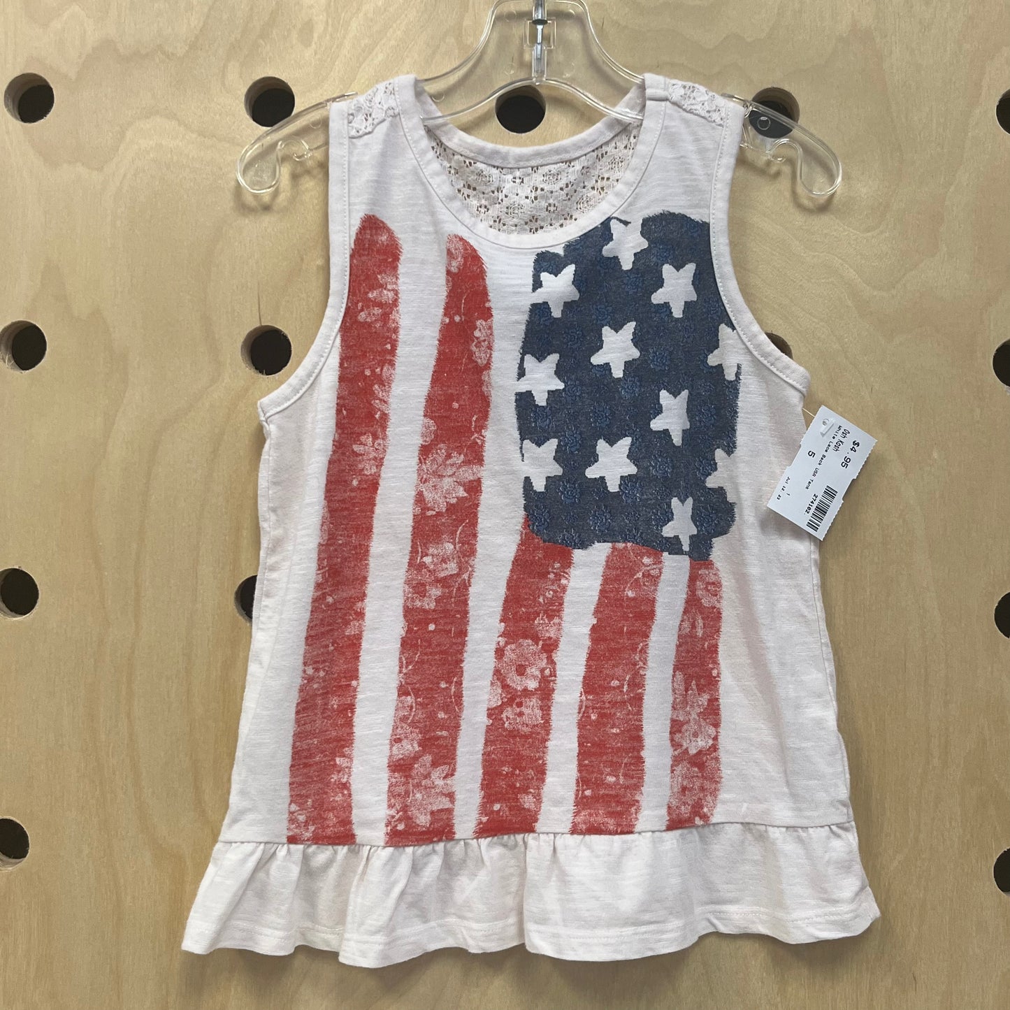 White Lace Back USA Tank