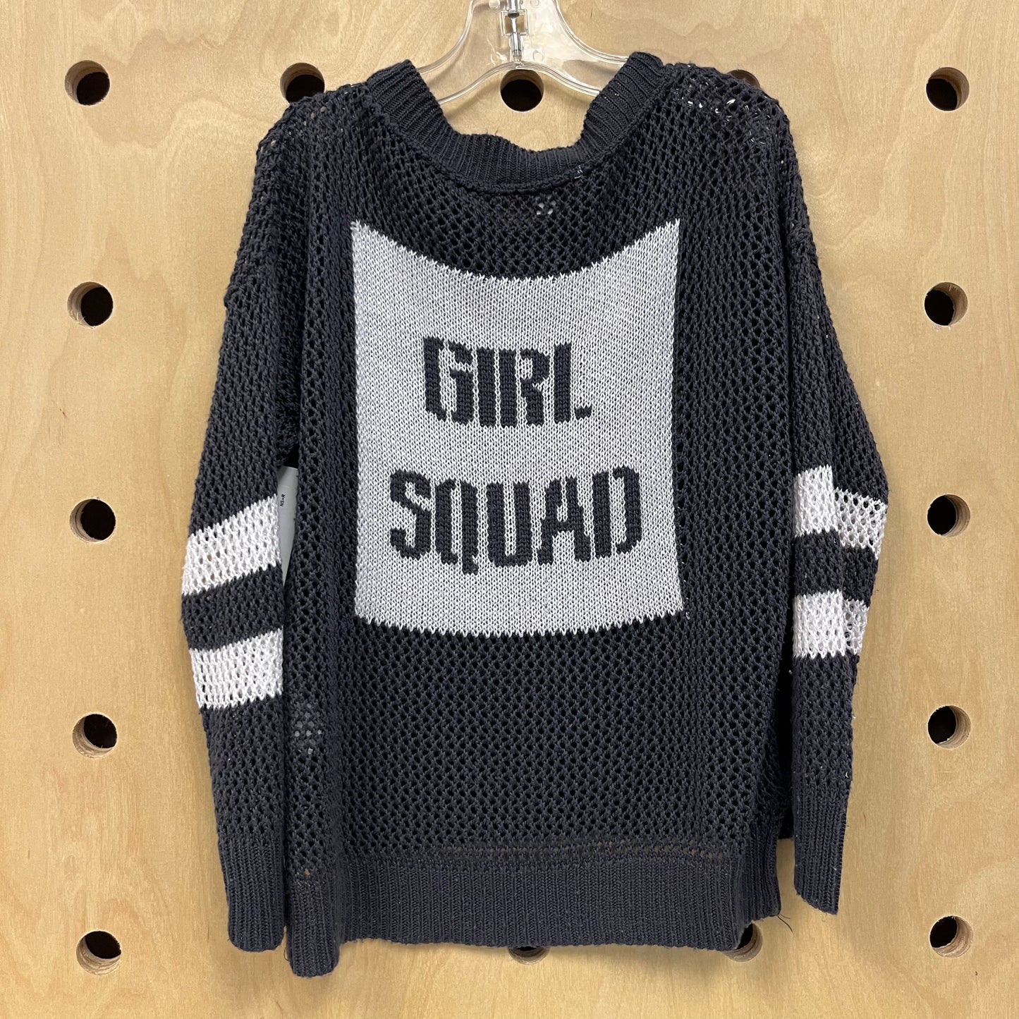 Grey Girl Squad Open Knit Sweater