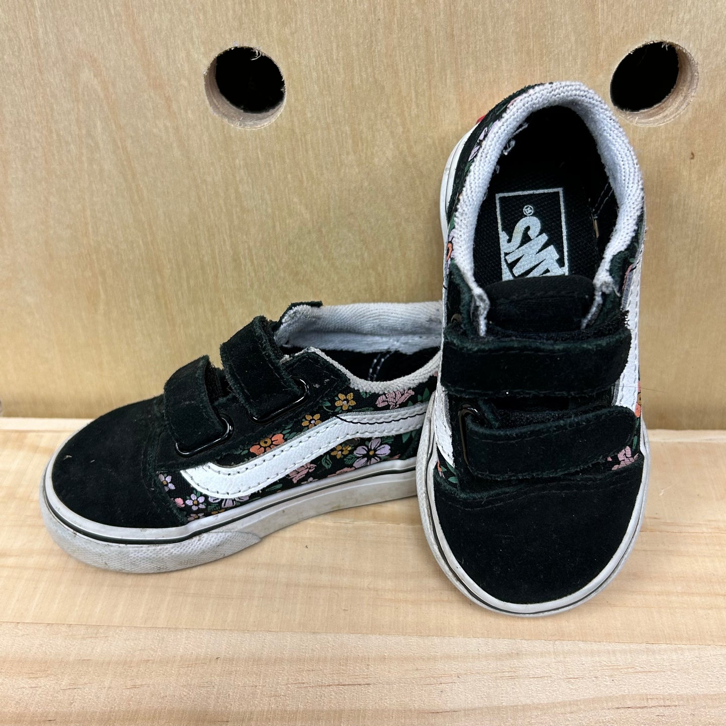 Black Floral Velcro Shoes