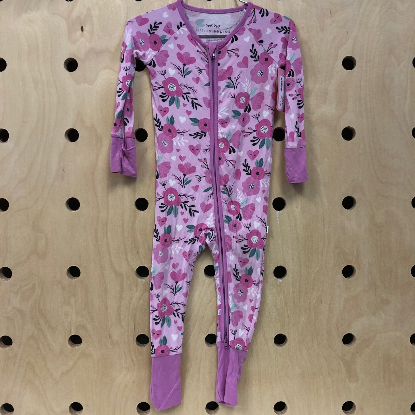 Pink Floral Hearts Bamboo Zippy