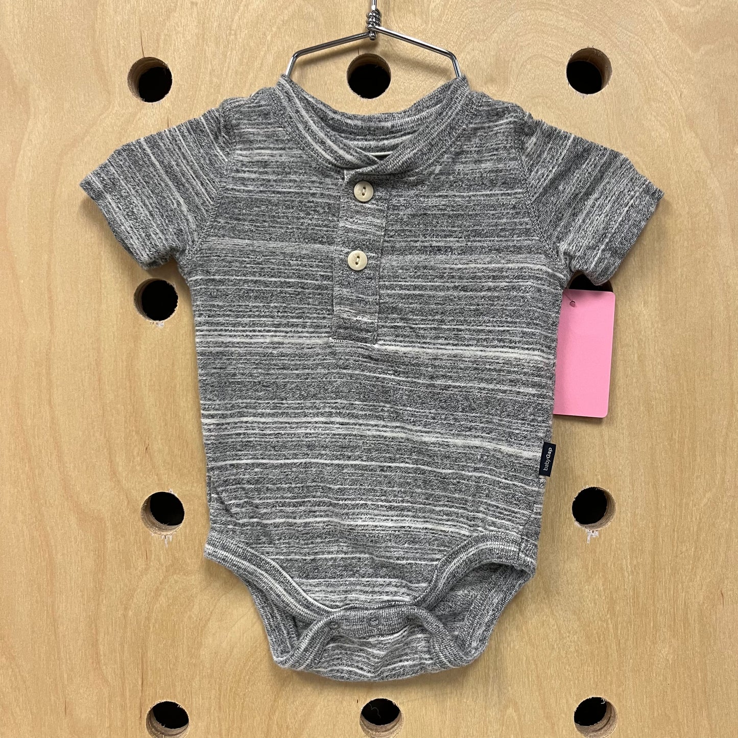 Grey Striped Henley Bodysuit