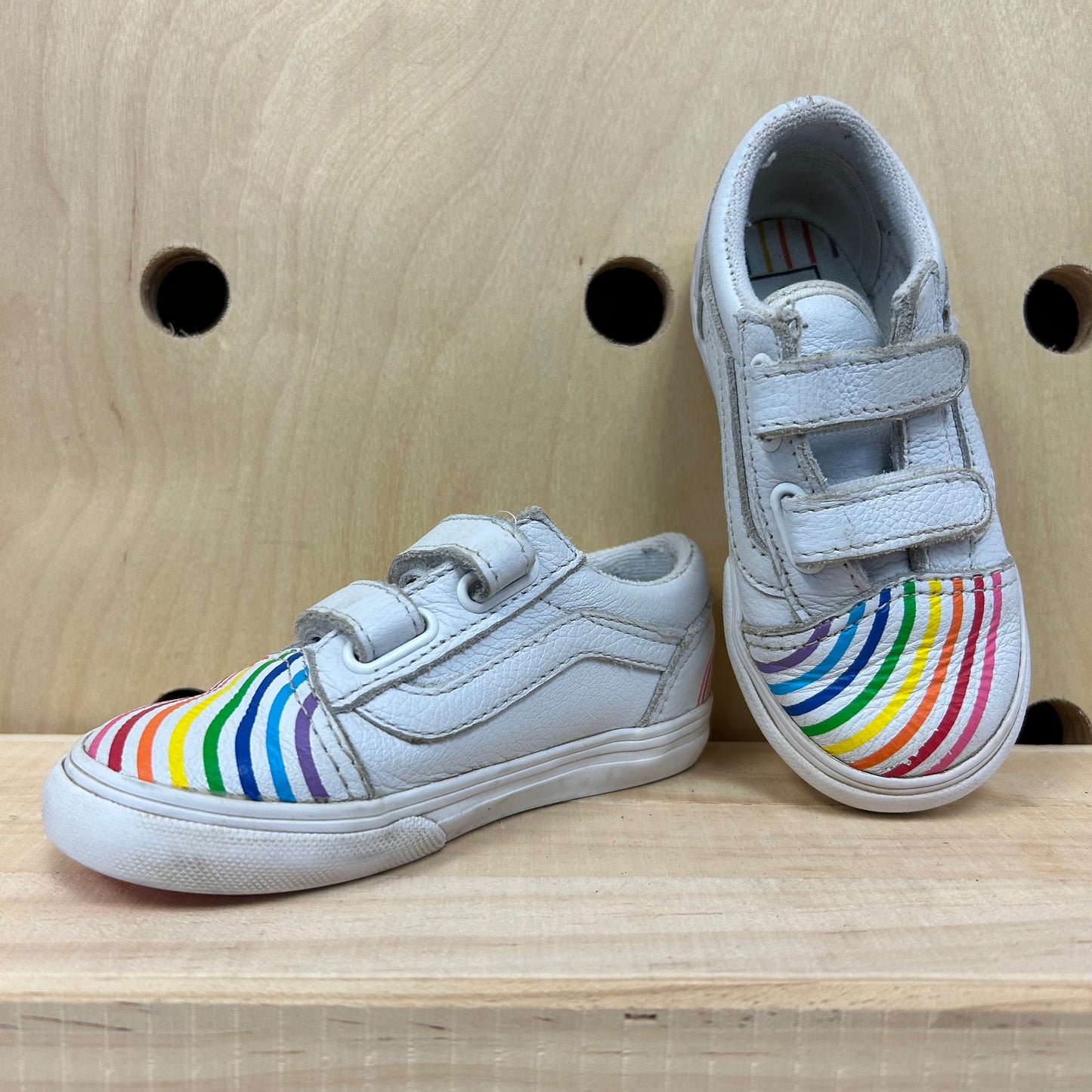 White Rainbow Velcro Low Tops